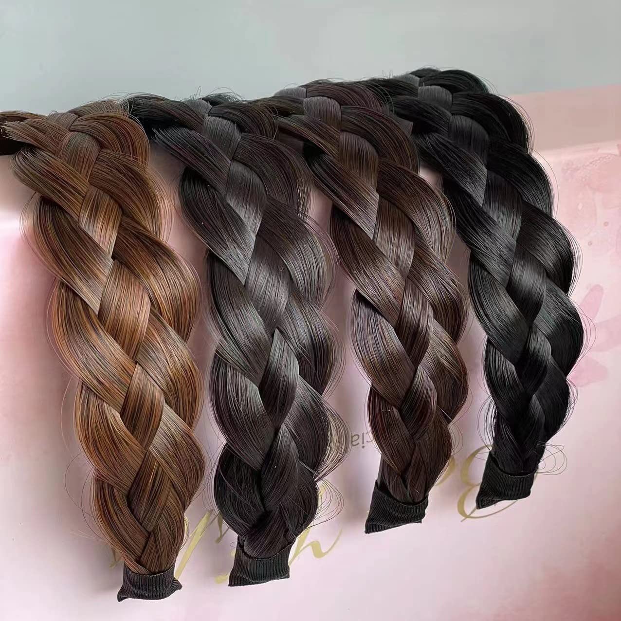 4 Strands Synthetic Braided Headband with Teeth - Stretchable Plaited Hair Band for Women - Beauty Accessory for Everyday, Work & Special Occasions (Brown)