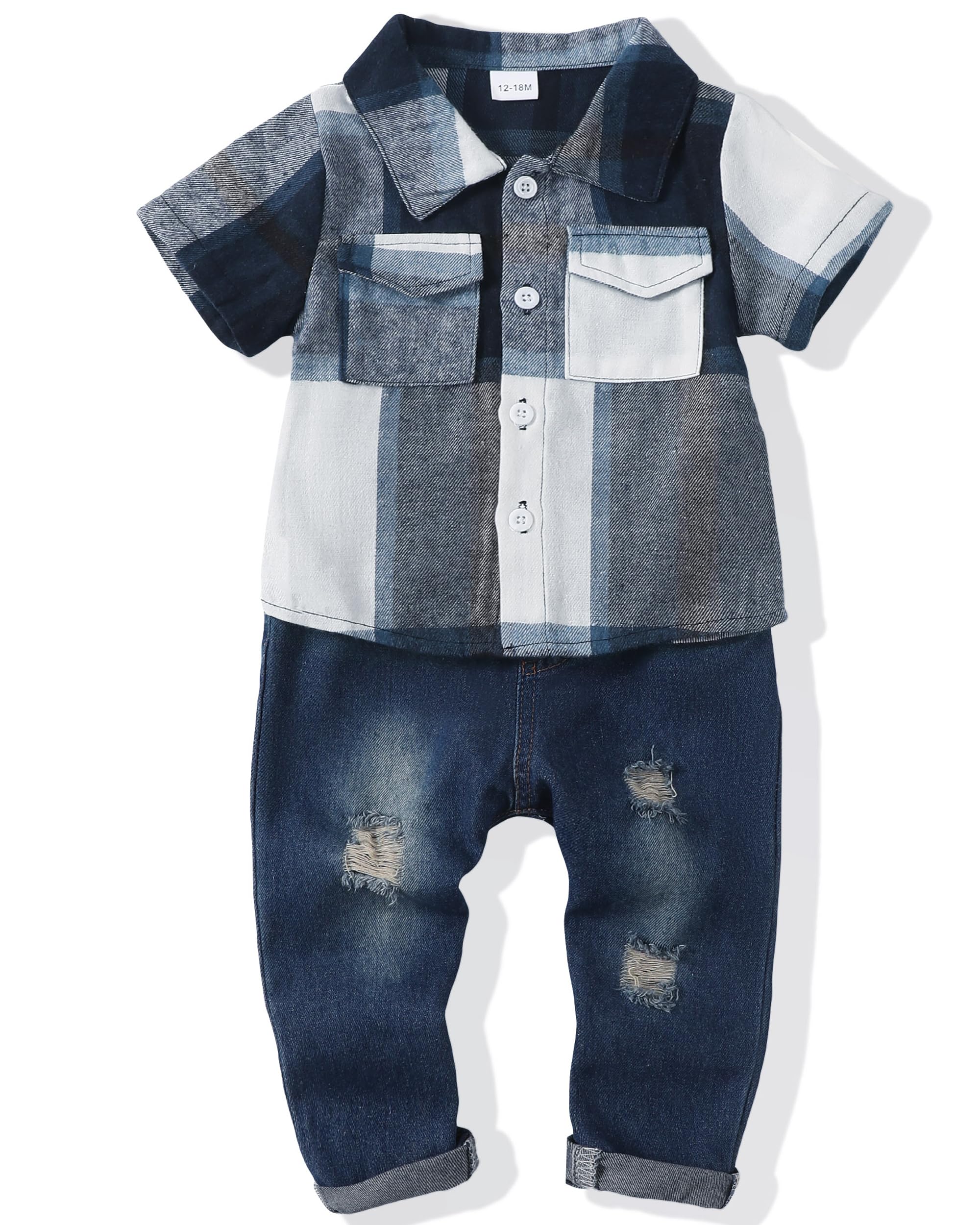 Renotemy Baby Boy Clothes - Summer Infant Toddler Outfit Set with Short Sleeve Top & Pants | Cute Boys Clothing for Playtime, Beach & Outdoor Activities
