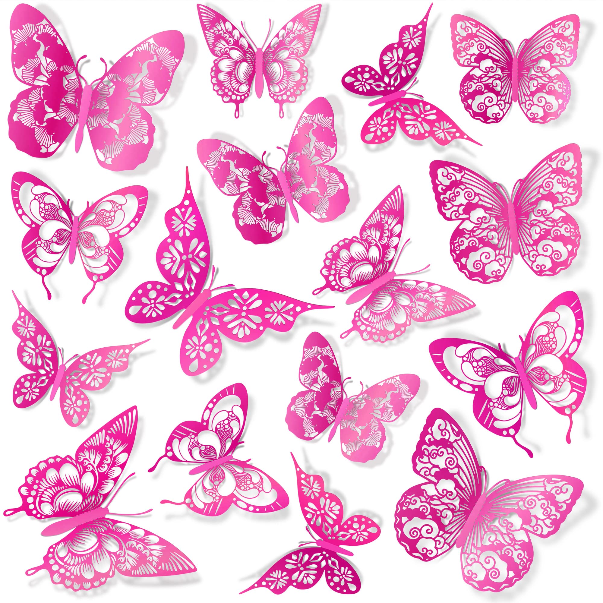3D Butterfly Wall Decor - 60pcs 5 Styles 3 Sizes Removable PVC Wall Stickers for DIY Home Decoration | Perfect for Kids Bedroom, Nursery, Classroom, Wedding & Birthday Party Decor