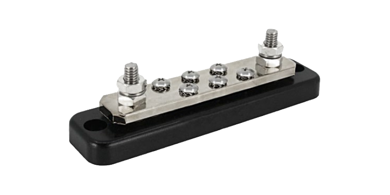 250A 2P Busbar with 6 Screws and Protective Cover - Heavy Duty Electrical Connector for Solar Panel Systems and Industrial Power Distribution