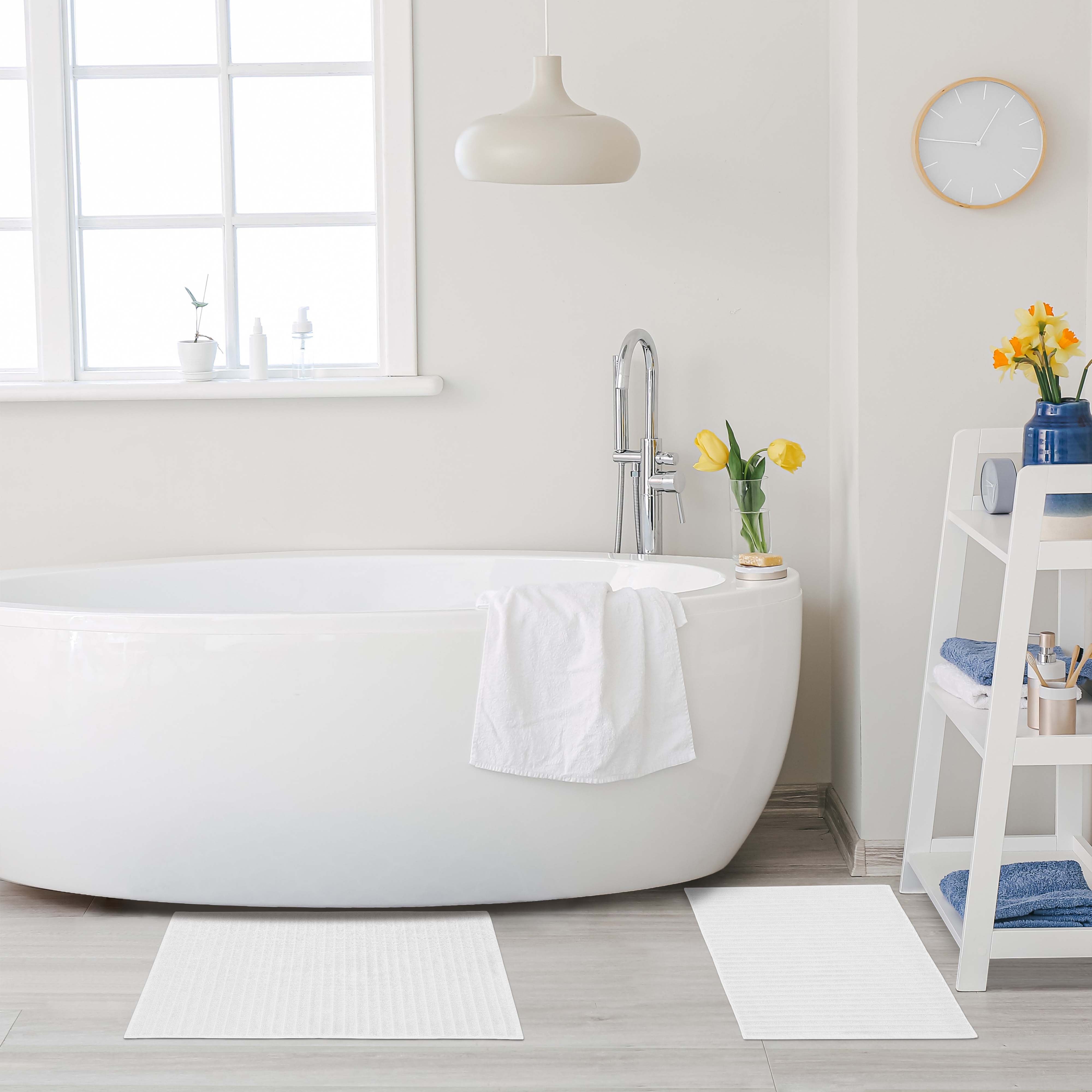 Eco-Friendly 2-Piece Cotton Bath Mat Set - Super Absorbent, Soft & Non-Slip - Perfect for Bathroom, Shower & Spa Relaxation