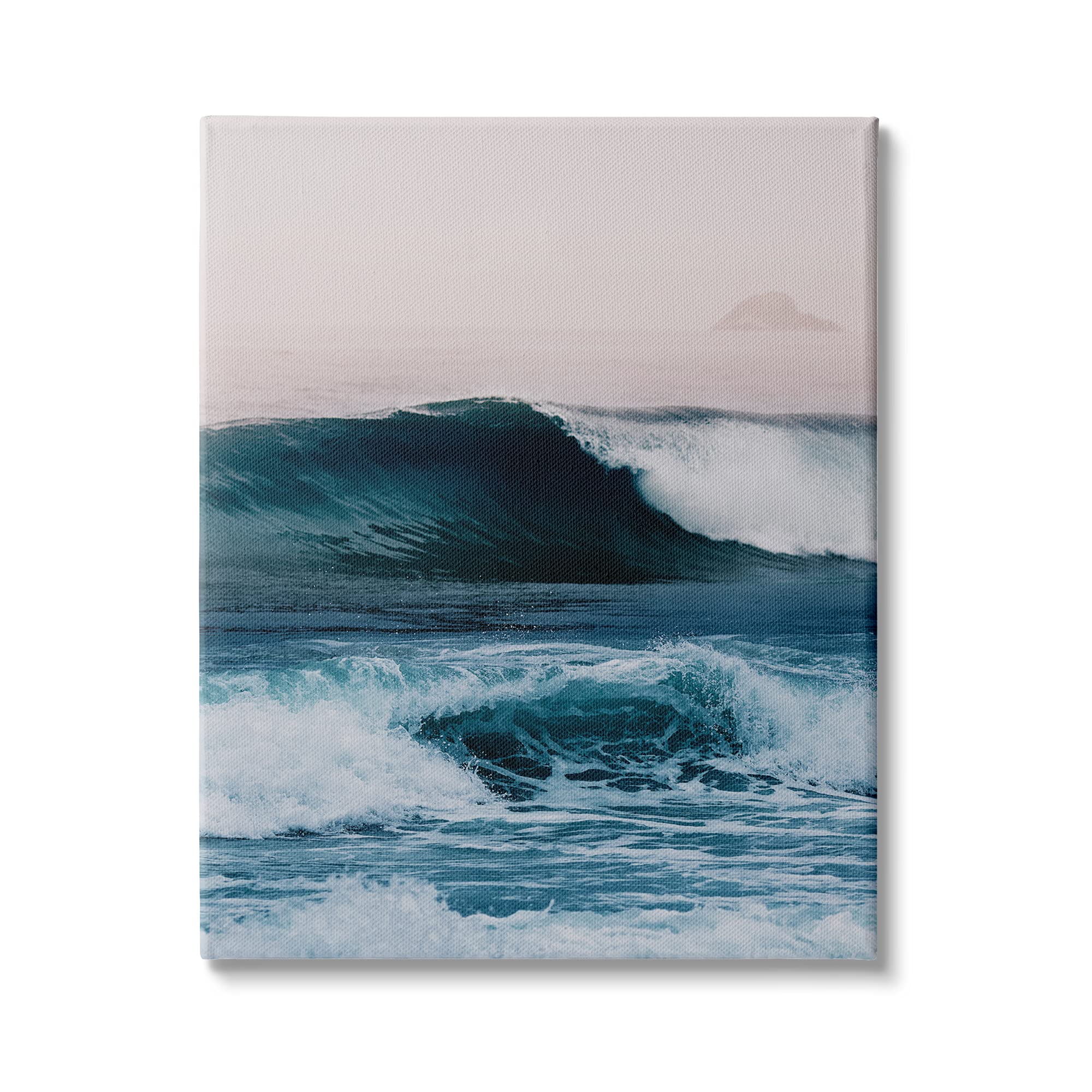 Stupell Industries Crashing Surf Waves Ocean Beach Scene with Distant Cliffs - Designed by Ian Winstanley - Blue Canvas Wall Art 36