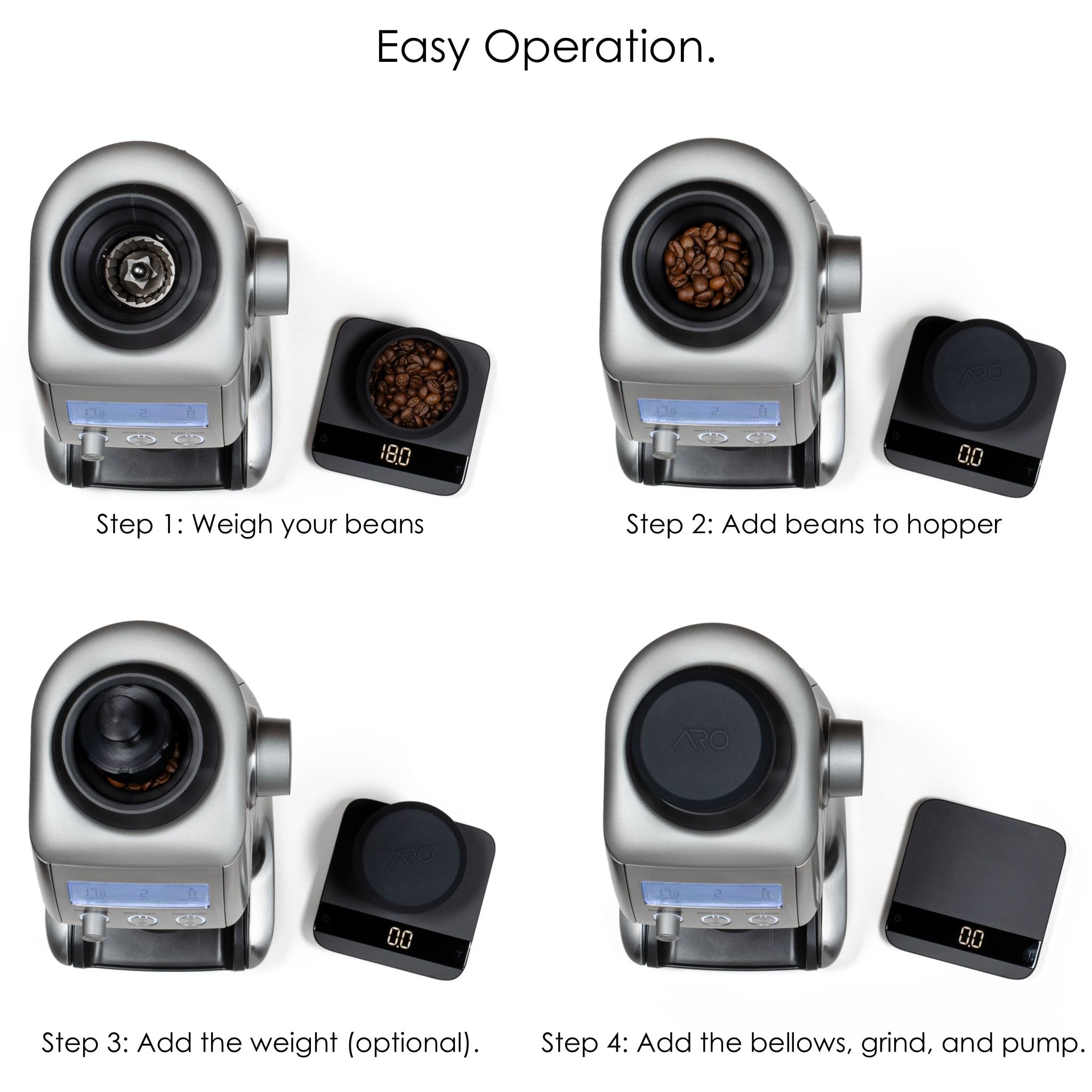 Premium Single Dose Coffee Hopper with Silicone Bellows & Anti-Popcorning Weight - Compatible with Breville Smart Grinder Pro (Black) | Perfect for Home Baristas & Espresso Enthusiasts