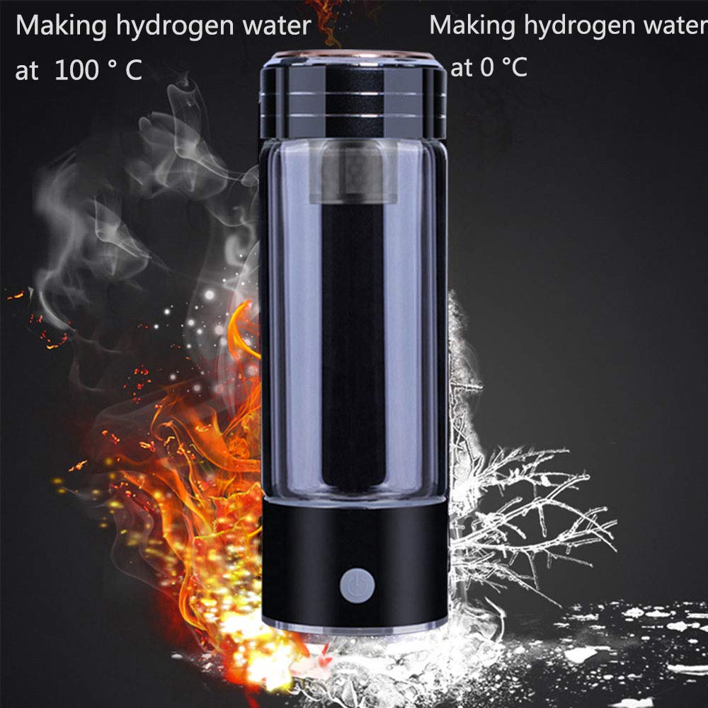 Hydrogen Rich Water Bottle with USB Charging - 450ml Portable Hydrogen Generator & Alkaline Water Ionizer (Up to 1400 PPM) - Perfect for Travel, Gym, and Daily Hydration