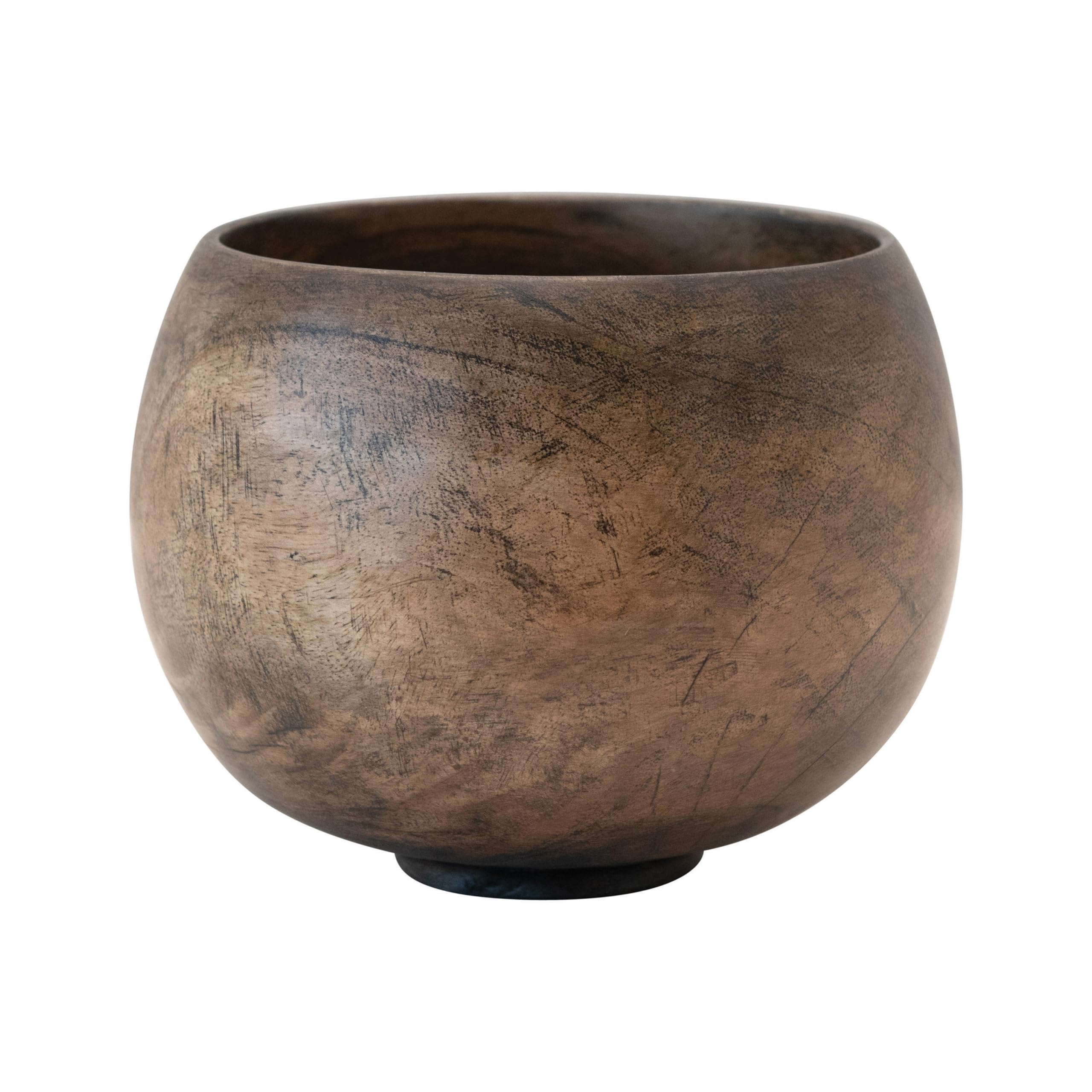 Creative Co-Op Handcrafted Mango Wood Bowl with Walnut Finish - Perfect for Fruit Display, Home Decor & Kitchen Serving