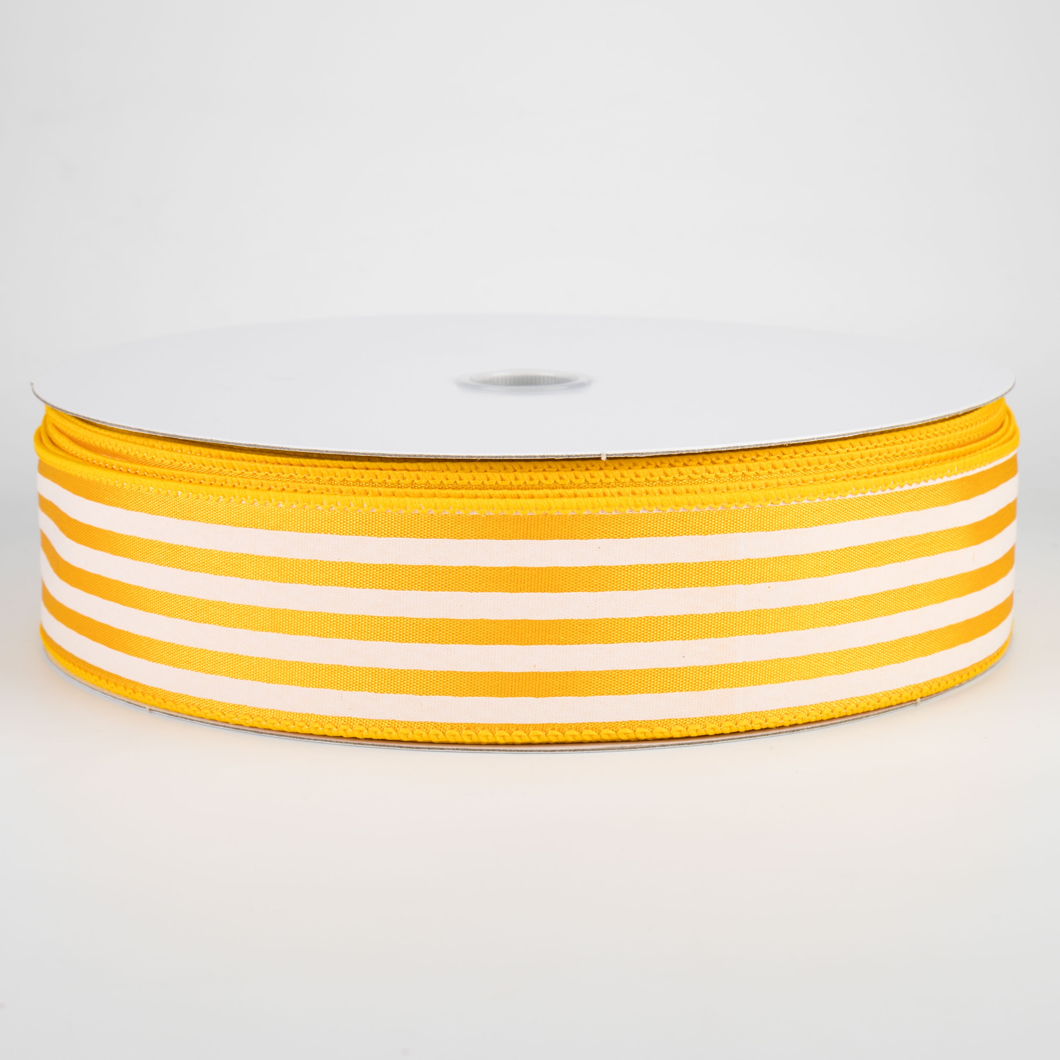 1.5 Inch Cabana Stripes Ribbon - White on Sunflower Yellow (50 Yards) | Perfect for Gift Wrapping, DIY Crafts, Party Decorations & Scrapbooking