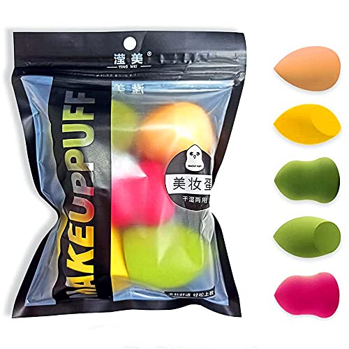 5Pcs Makeup Sponge Set - Premium Beauty Blender for Liquid, Cream & Powder Foundation - Soft Cosmetic Blending Sponge for Flawless Makeup Application - Perfect for Daily Use, Travel & Professional Makeup Artists