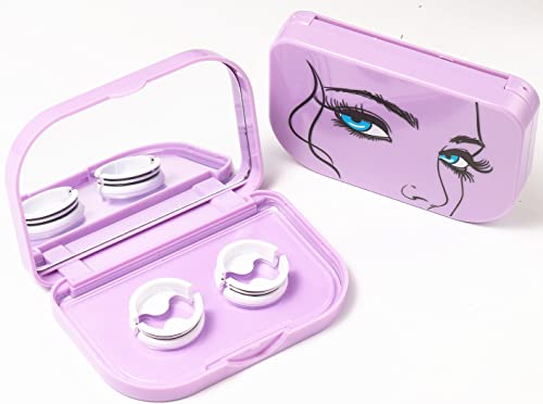Self-Adhesive Magnetic Eyelash Case with Makeup Mirror - Light Purple Travel Storage Box for False Eyelashes | Perfect for Makeup Organization & On-the-Go Beauty Essentials