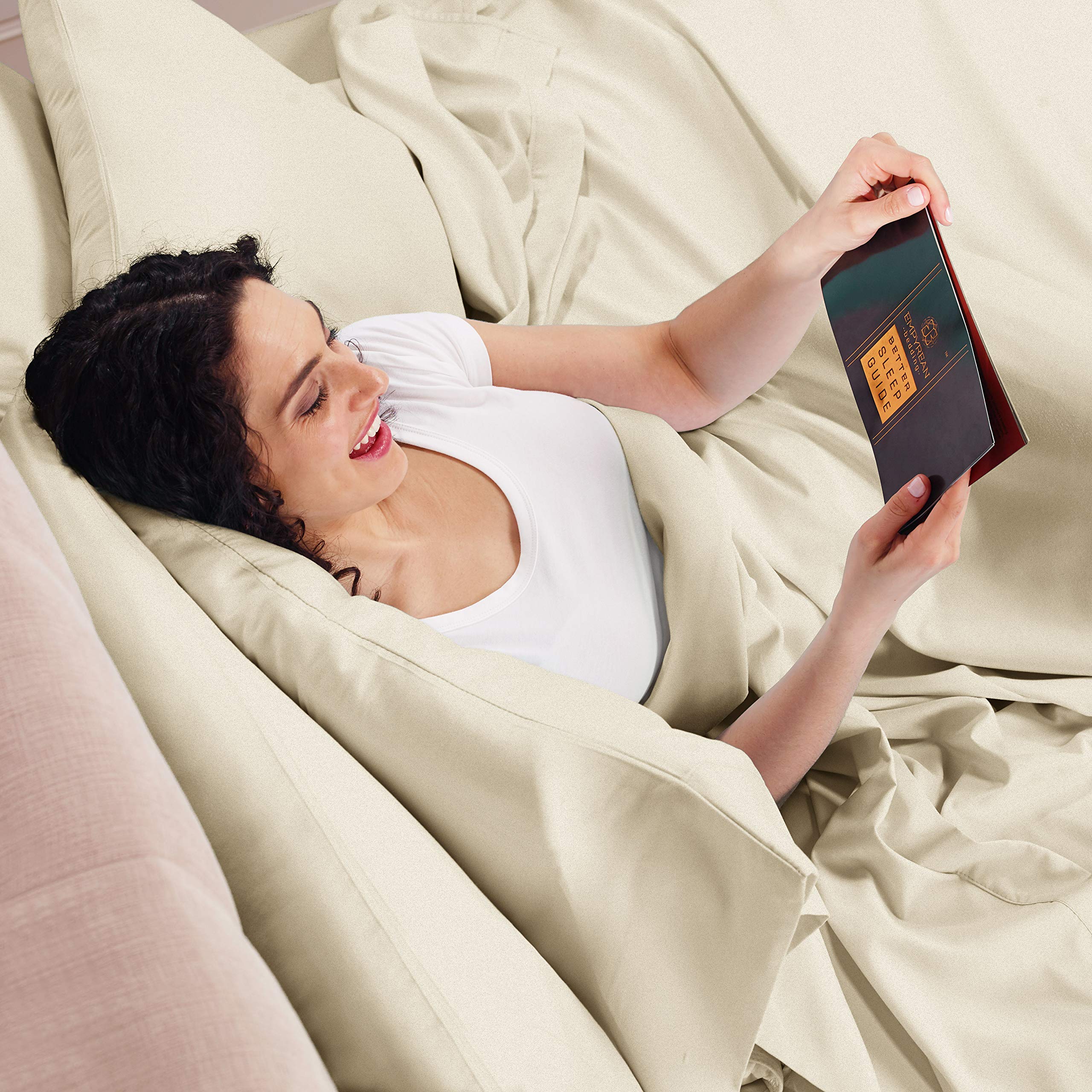 Empyrean Twin Sheets Set - 3 Piece Super Soft Microfiber Bedding - Double Brushed Luxury Twin Size Sheets (Cream Beige) with Deep Pockets & Elastic Corners - Perfect for Guest Rooms, Dorms & Cozy Bedrooms
