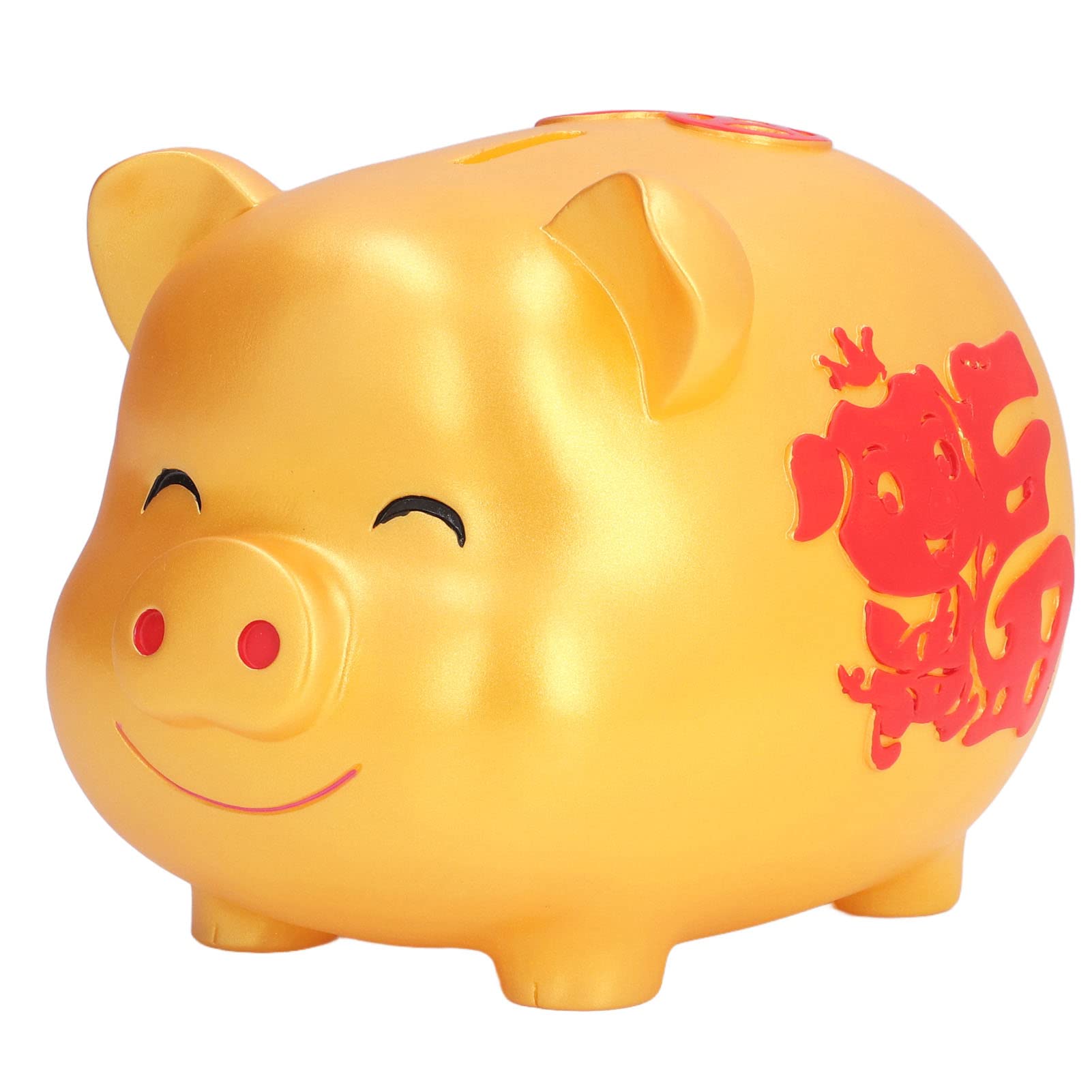 Hand-Painted Golden Lucky Piggy Bank for Kids - Cute Cartoon Pig Money Box for Coin Storage, Home Decor & Gift (Large Size) | Perfect for Birthday Presents, Savings Goals & Nursery Room Decor
