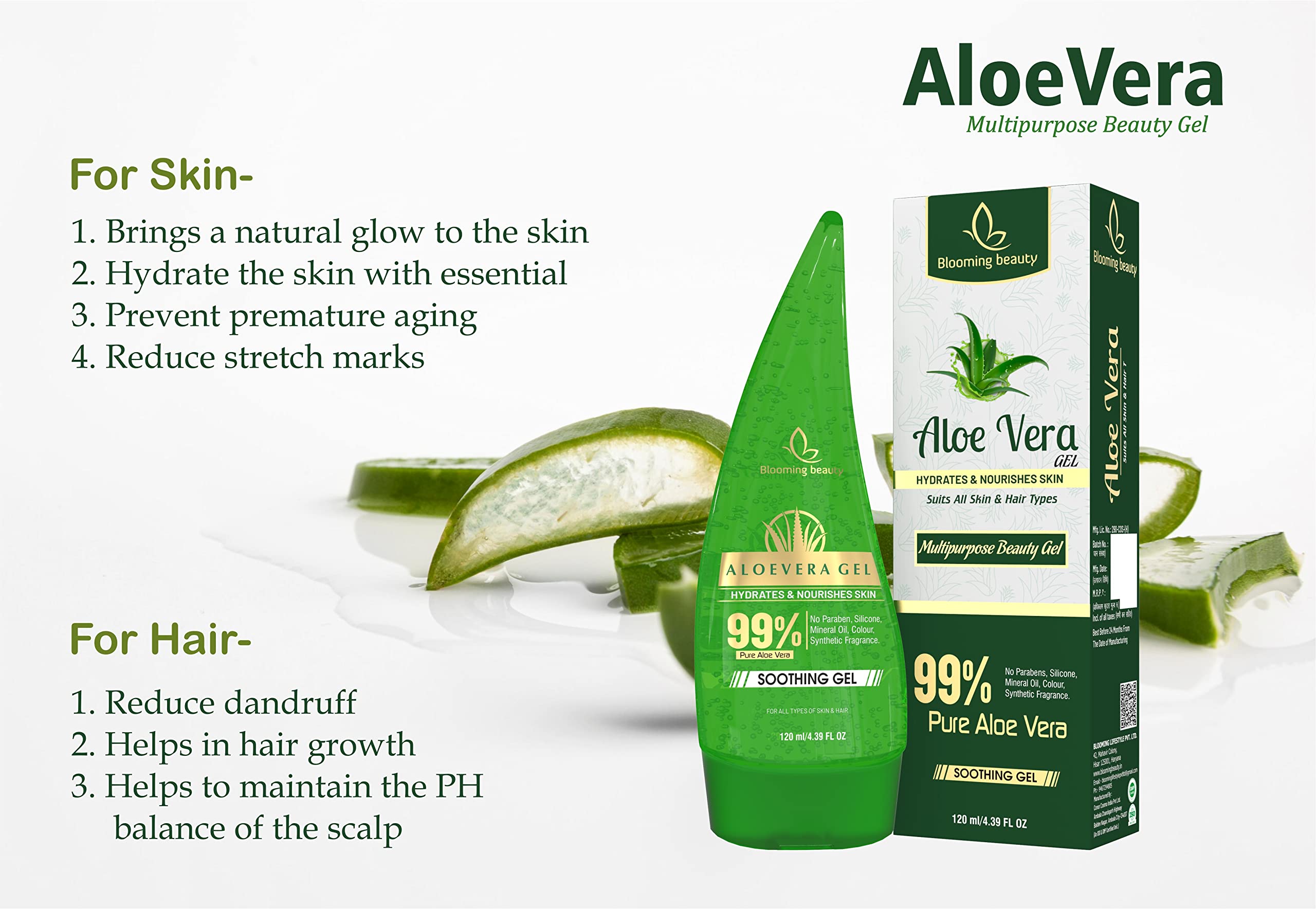 **Aloe Vera Moisturizing Gel for Face, Body & Hair – Hydrating, Brightening & Soothing Skin Care – Dark Circle Treatment – 120ml (Pack of 1) – Perfect for Daily Hydration & Post-Sun Care**