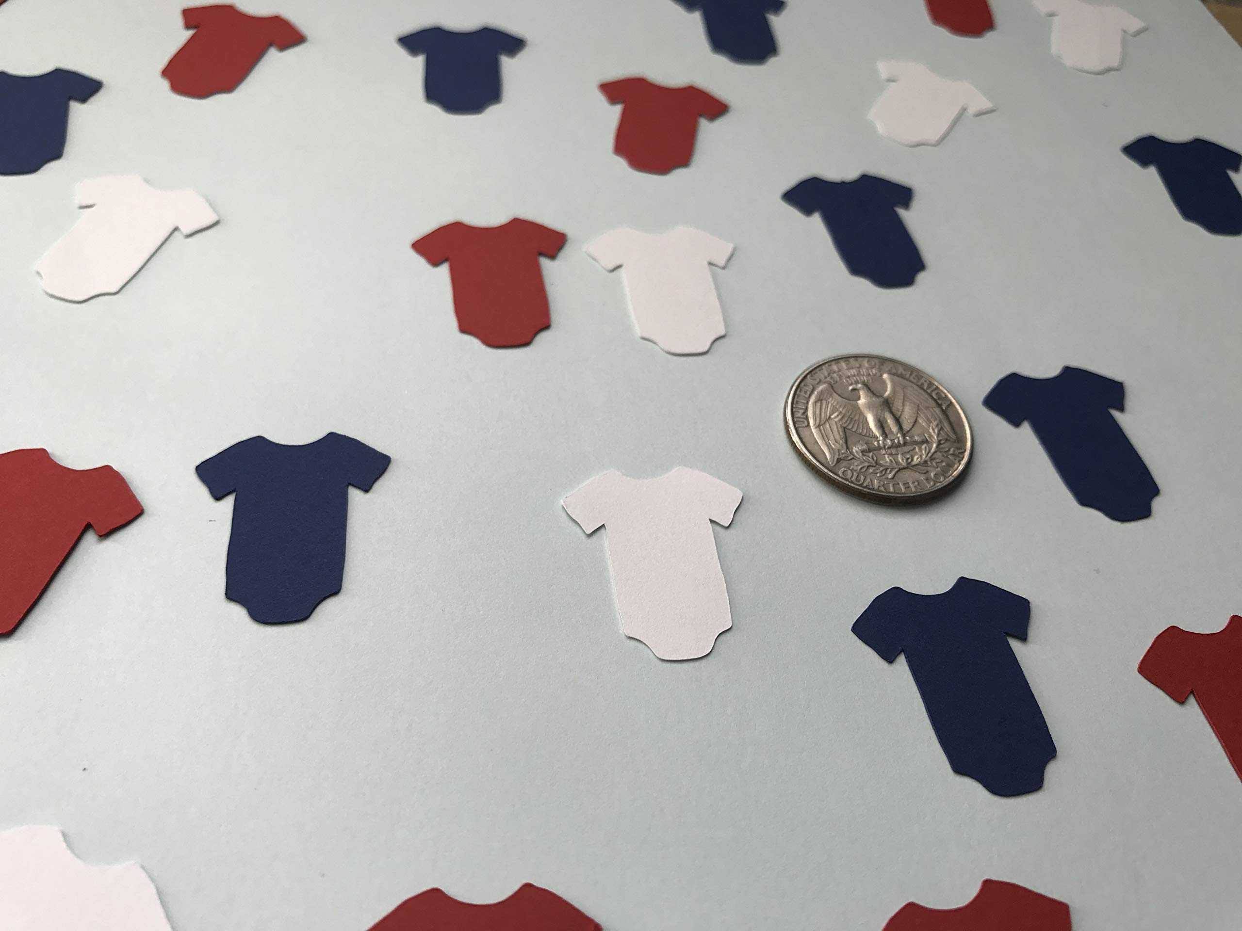 Red White Blue Confetti Baby Outfit - 300pcs Patriotic Baby Shower Decor for Boys & Girls | Baseball Theme Party Supplies | USA Flag Celebration Confetti for Birthdays & Gender Reveals