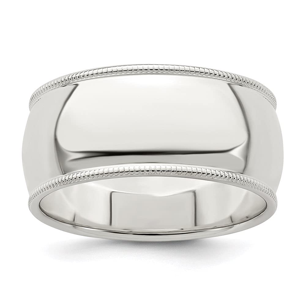 925 Sterling Silver 9mm Half Round Milgrain Band Ring for Women - Elegant Wedding, Engagement & Anniversary Jewelry Gift - Perfect for Bridal, Promise Rings & Special Occasions