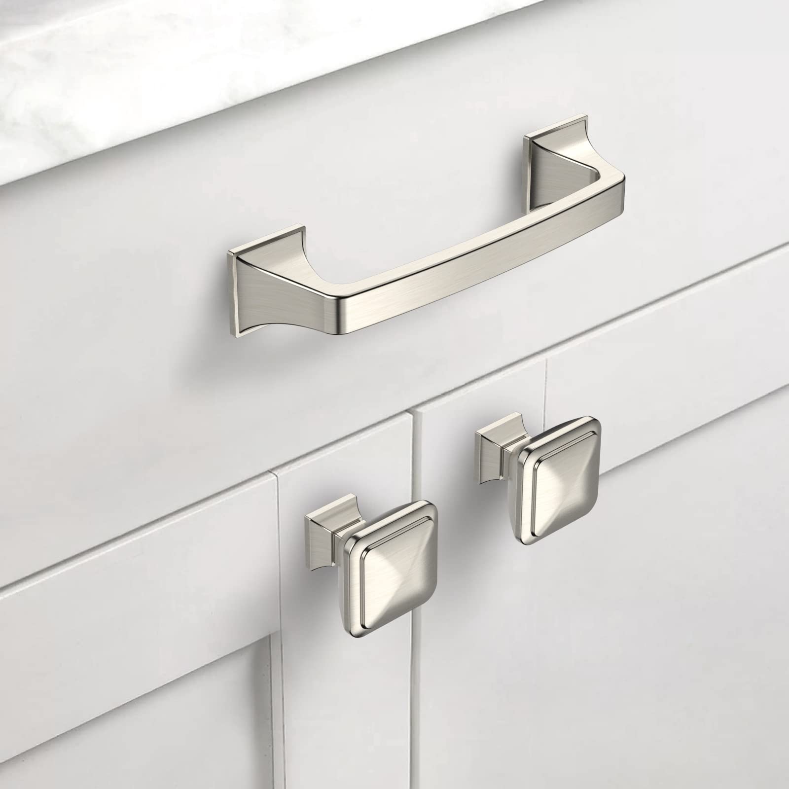 Asidrama 10 Pack 3.75 Inch (96mm) Brushed Satin Nickel Cabinet Handles - Modern Kitchen Cabinet Pulls & Drawer Handles for Cupboards, Dressers, and Furniture (Perfect for Home Renovation & DIY Projects)