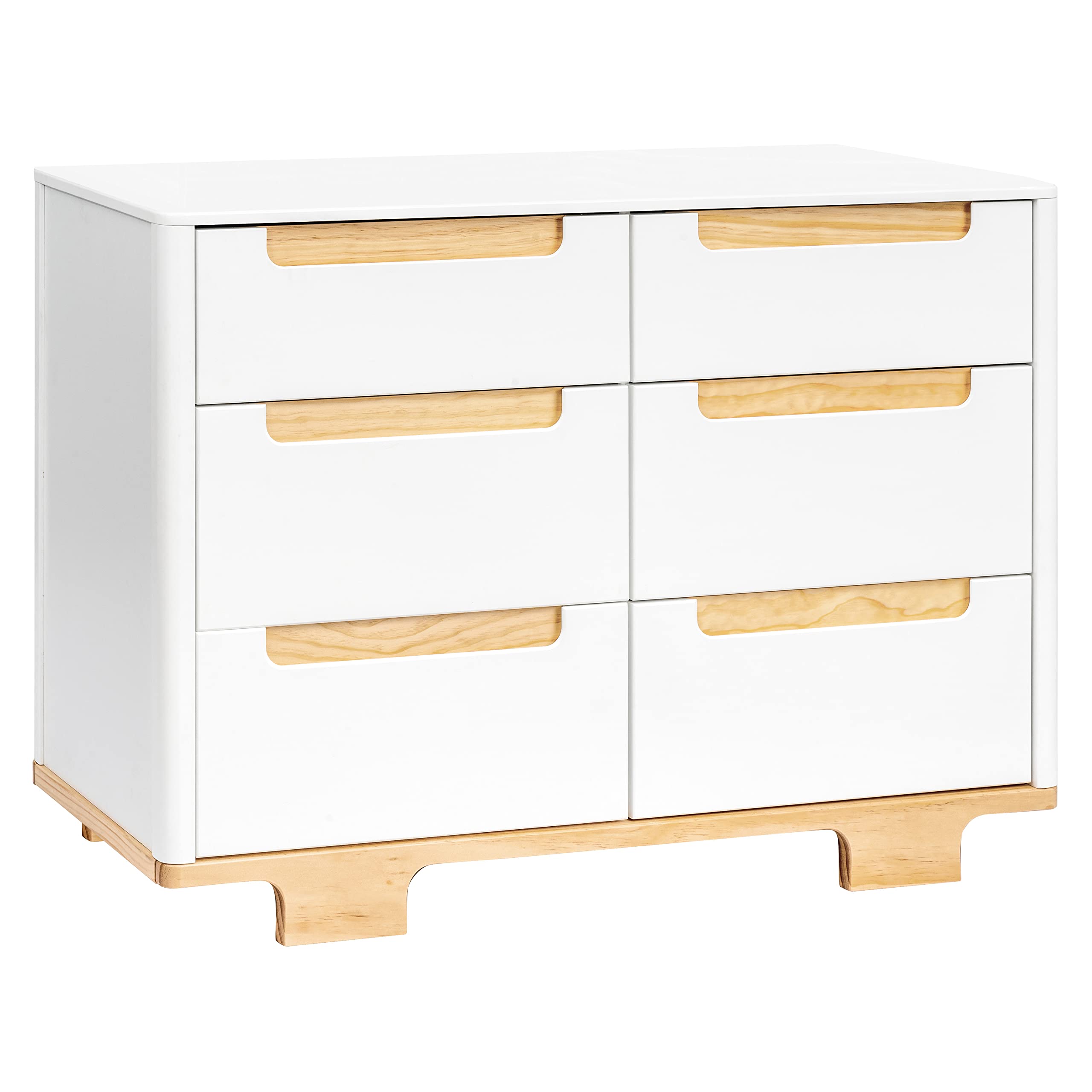Babyletto Yuzu 6-Drawer Dresser - White & Natural Wood Nursery Dresser, Greenguard Gold Certified for Baby Safety | Perfect for Nursery Organization & Kids' Room Storage