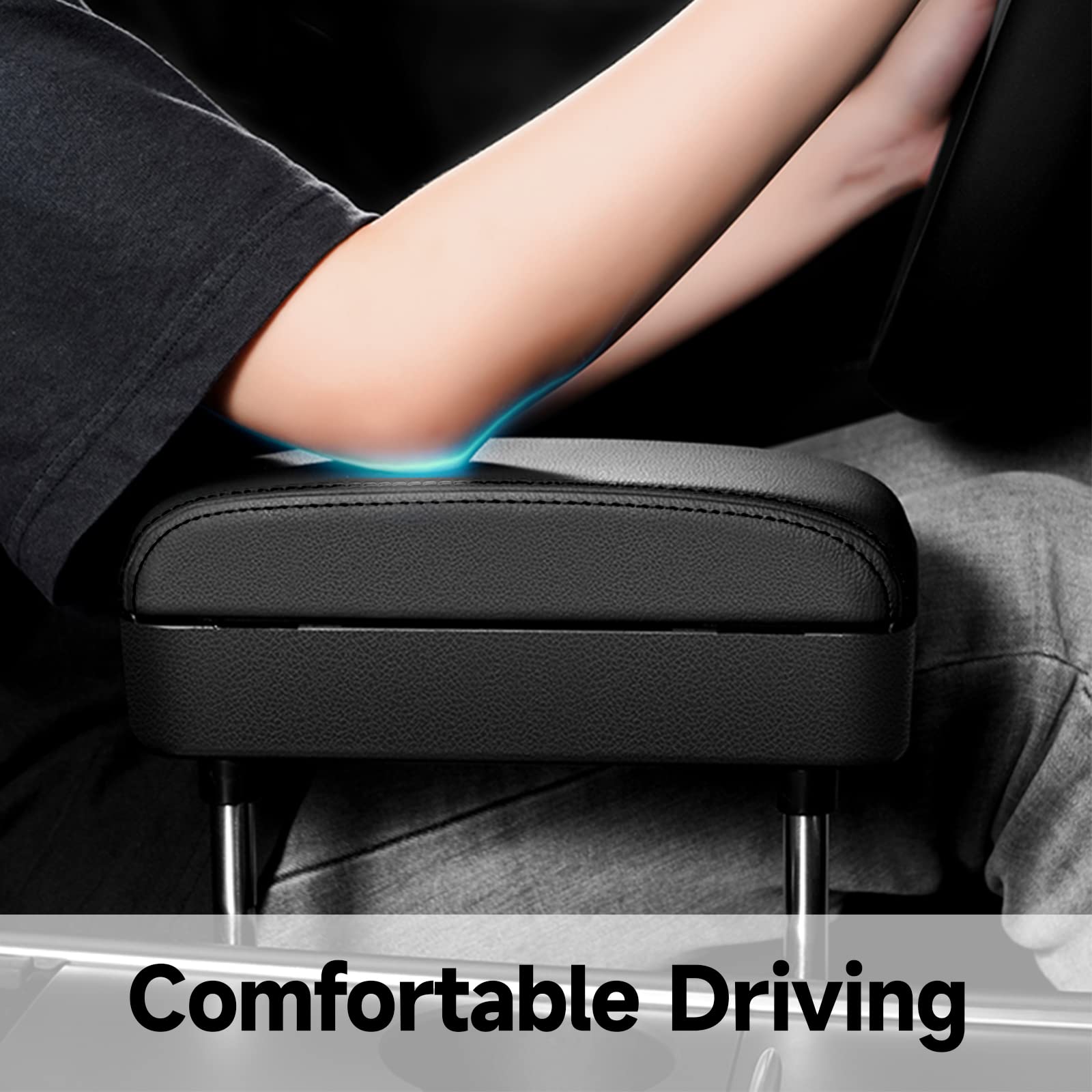 Universal Car Armrest Storage Box & Seat Gap Organizer - Adjustable Forearm Wrist Support for Most Vehicles | Car Accessories for Comfort & Organization (Black) - Perfect for Road Trips, Commuting & Daily Driving