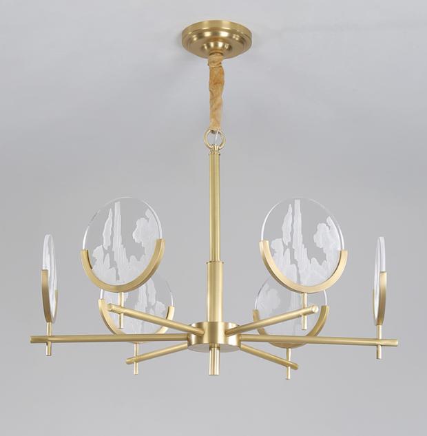 Modern LED Brass Pendant Light - Chinese Style Ceiling Fixture for Dining Room, Kitchen & Living Room Decor