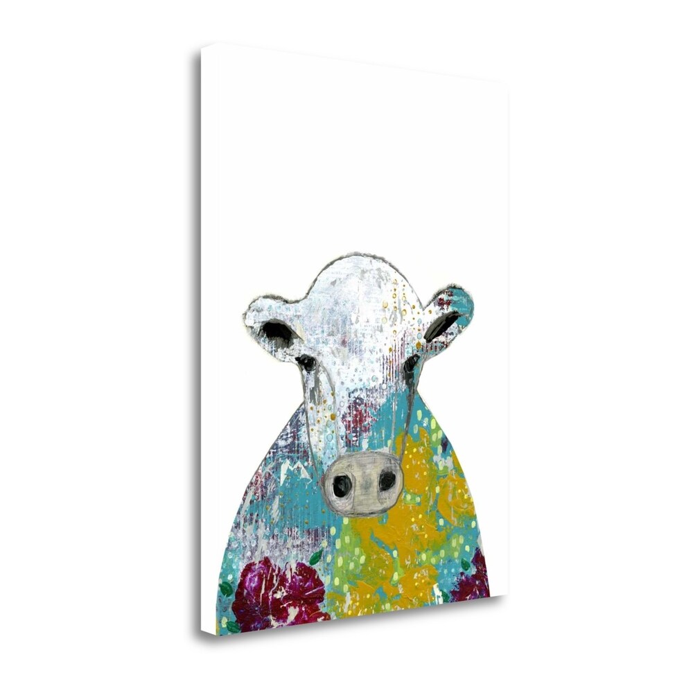 Abstract Floral Cow Art Print by Sarah Ogren - Premium Giclee on Gallery Wrapped Canvas - Ready to Hang Wall Decor for Living Room, Bedroom & Office