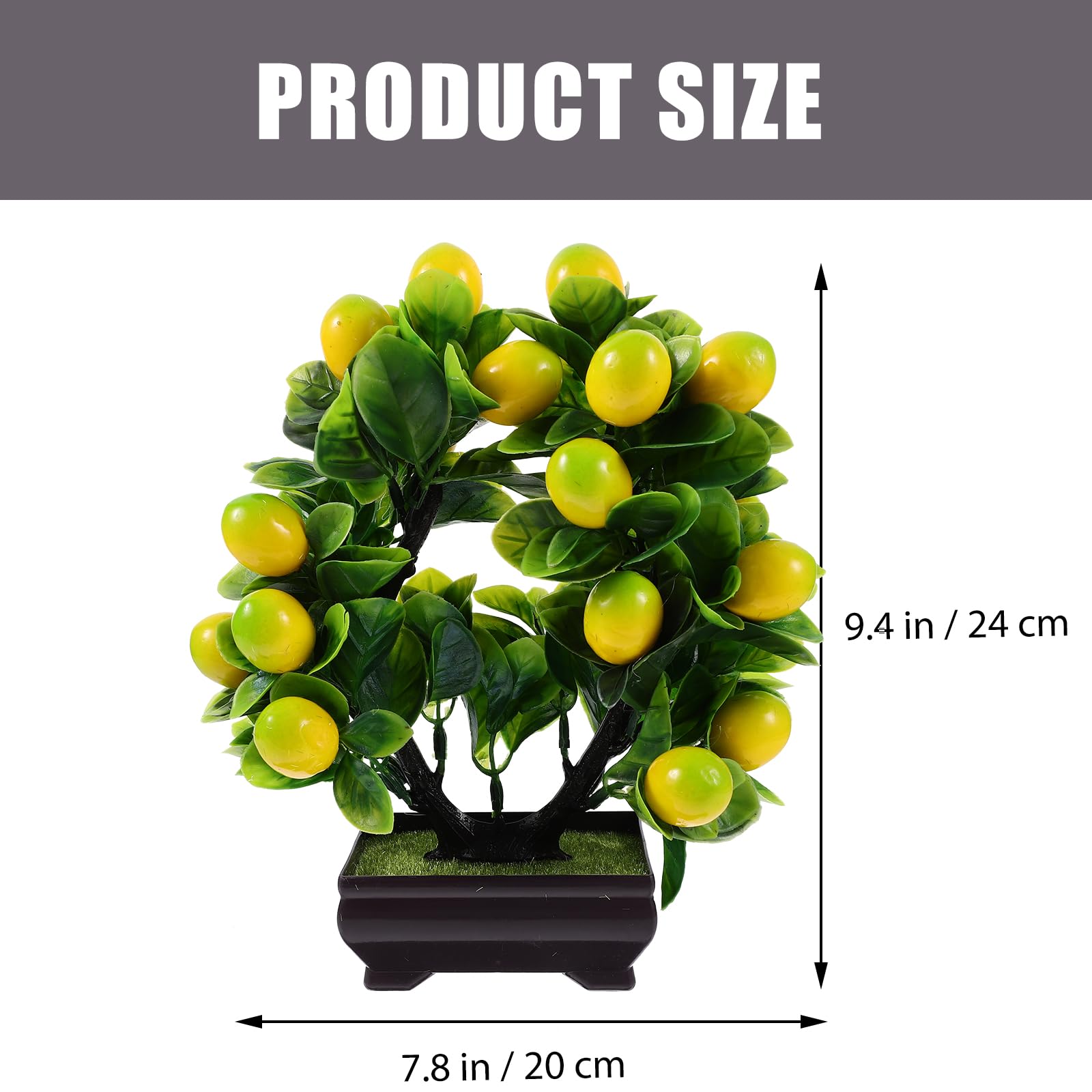 LOGOFUN Artificial Lemon Tree Bonsai - Fake Mini Potted Plant for Indoor & Outdoor Decor - Perfect for Home, Kitchen, Office, Desktop, and Tabletop Decoration - Adds Fresh Citrus Vibes to Any Space