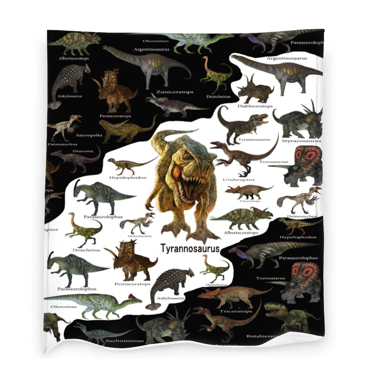Dinosaur Throw Blanket for Kids & Teens - Soft Flannel Cozy Blanket in Black & White - Cute Dinosaur Gifts for Boys & Girls - Perfect for Bed, Couch, Sofa, Chair - Great for Sleepovers, Movie Nights & Winter Warmth