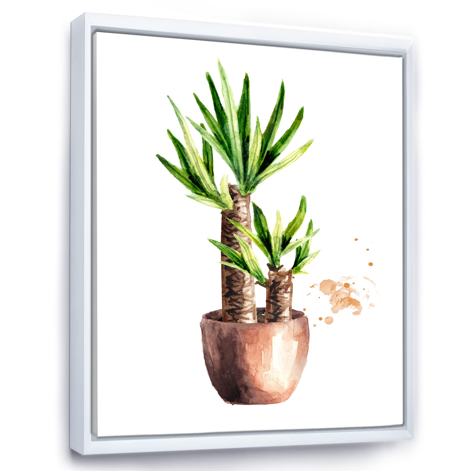 DesignQ Yucca Tree in Ceramic Pot - Traditional Framed Canvas Wall Art Print for Home & Office Decor | Perfect for Living Room, Bedroom or Office Wall Decoration