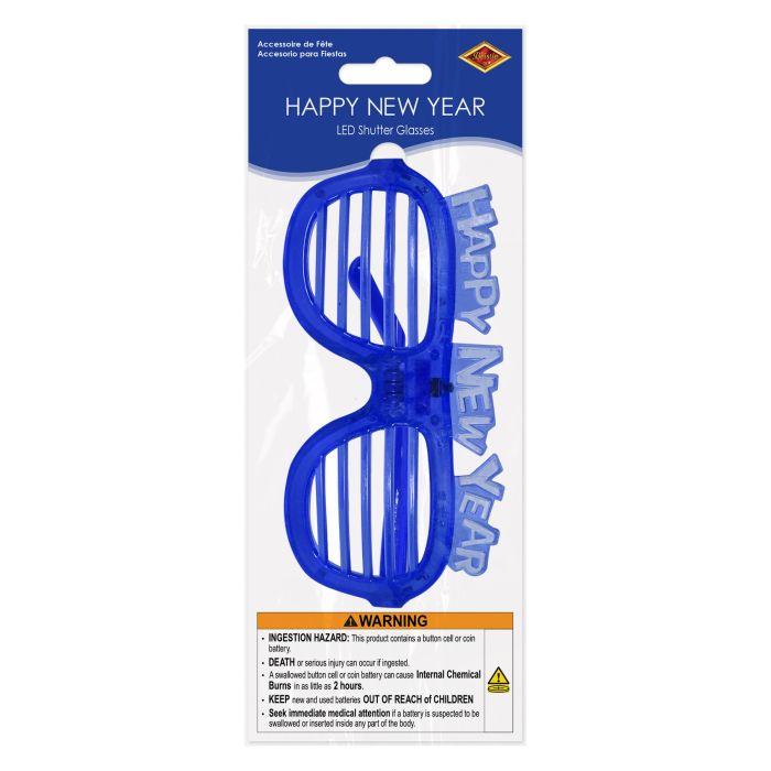 12 Pack Beistle Happy New Year LED Shutter Glasses - Party Supplies for New Year's Eve, Countdown Events & Celebrations - Fun Light Up Eyewear for Adults & Kids