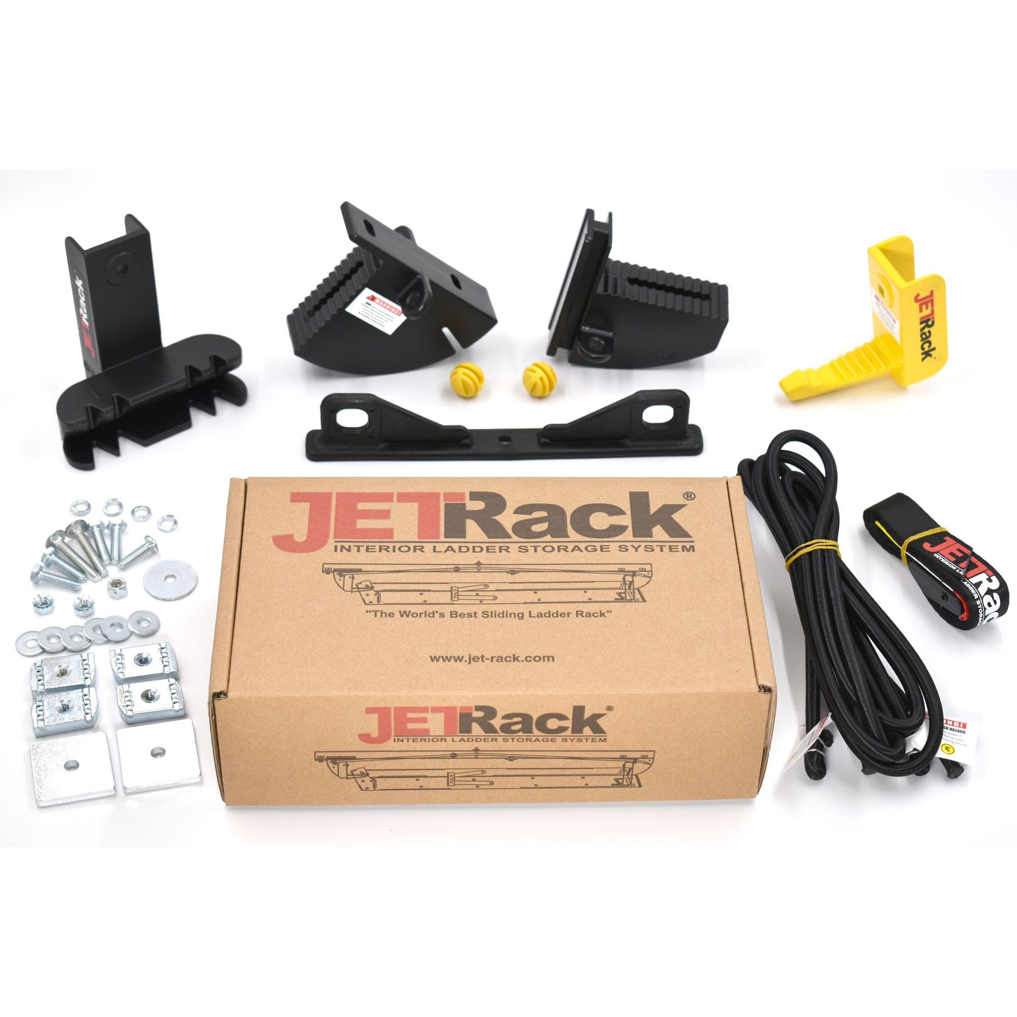 JET Rack® Universal Van Ladder Storage System - Lightweight Aluminum & Steel Ceiling Mount with Tension Design for Pickup Trucks, Work Vans & Commercial Vehicles - Easy Installation with Mounting Kit for Secure Ladder Transport