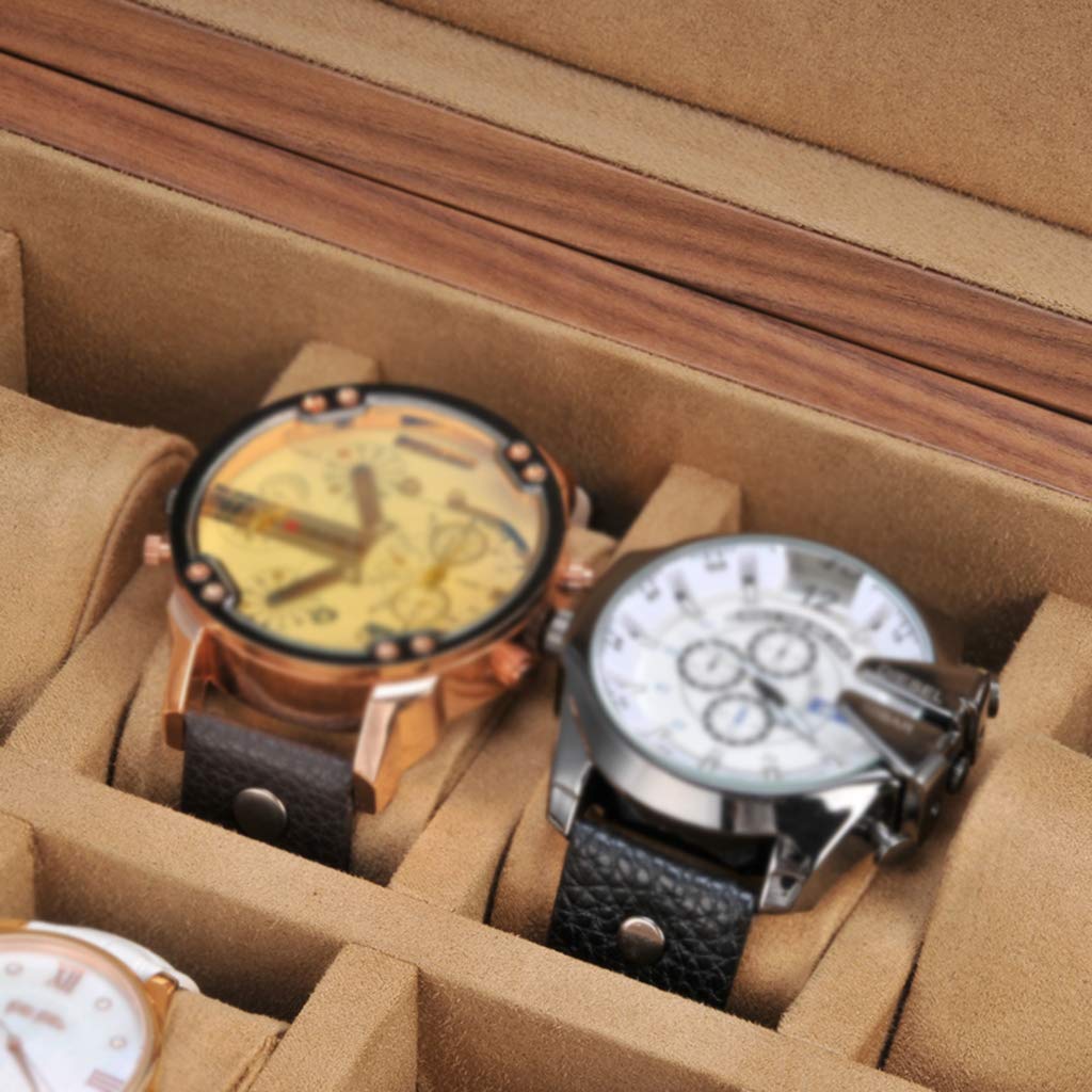 Premium 10-Slot Wooden Watch Box with Glass Top & Cushions - Luxury Watch Storage Case for Men & Women, Jewelry Display Organizer - Perfect for Travel, Home & Office Use