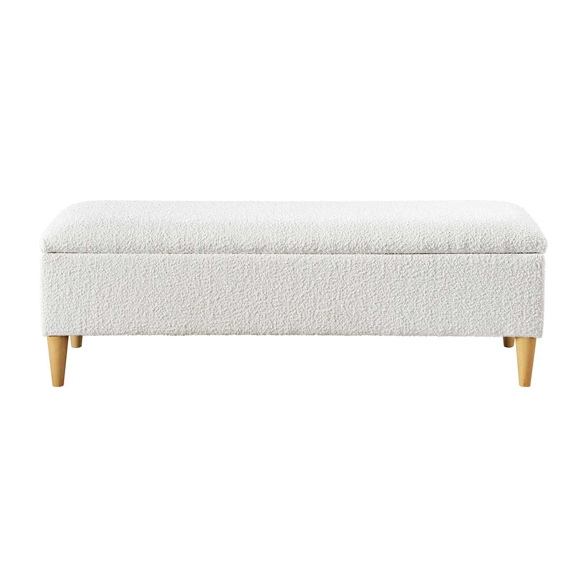 Charlotte Boucle Fabric Storage Bench with Tufted Seat - Stylish Entryway Organizer for Shoes, Blankets & Home Decor