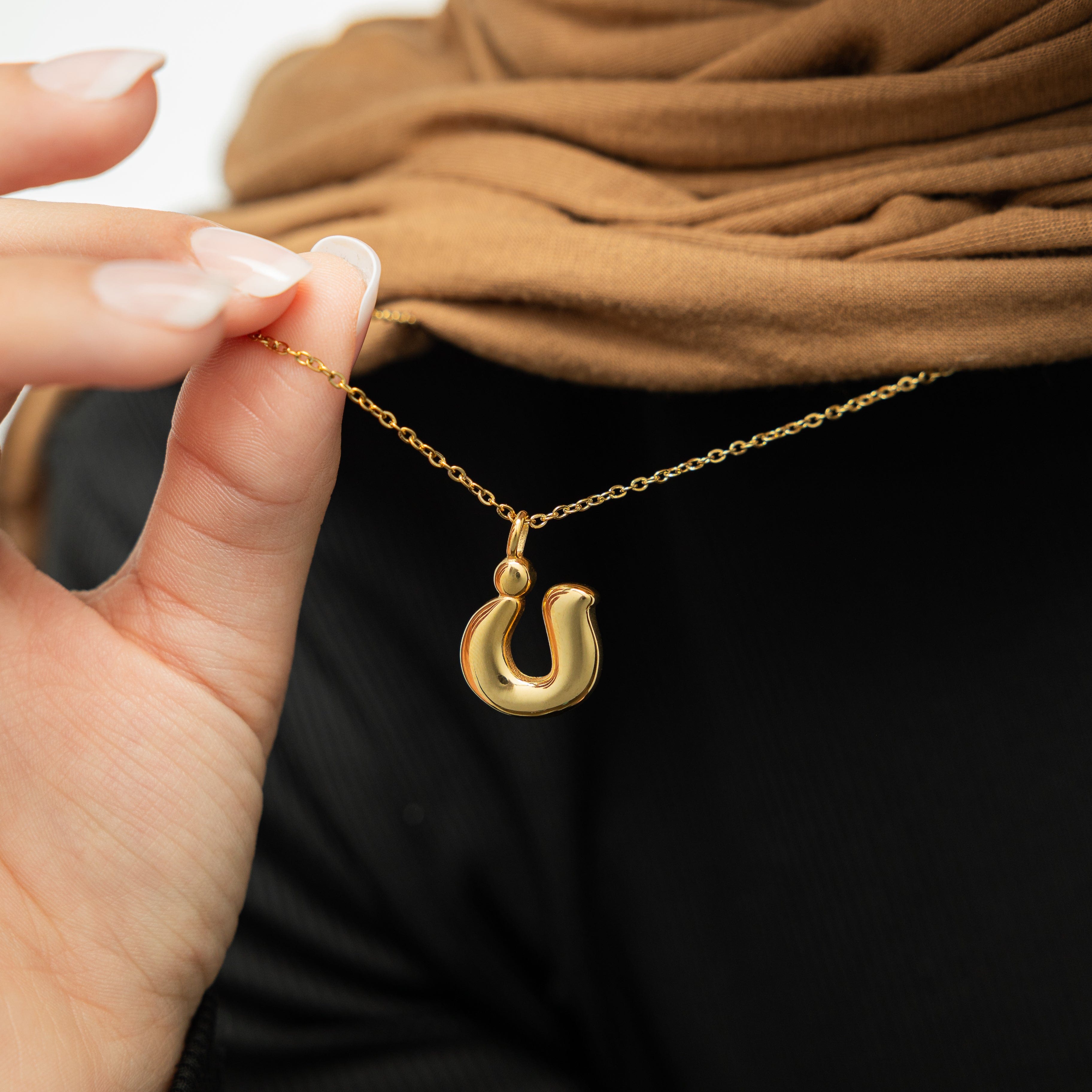 Arabic Bubble Letter Necklace - Personalized Name Pendant in 14K Gold or Sterling Silver - Perfect for Birthdays, Anniversaries & Unique Gifts