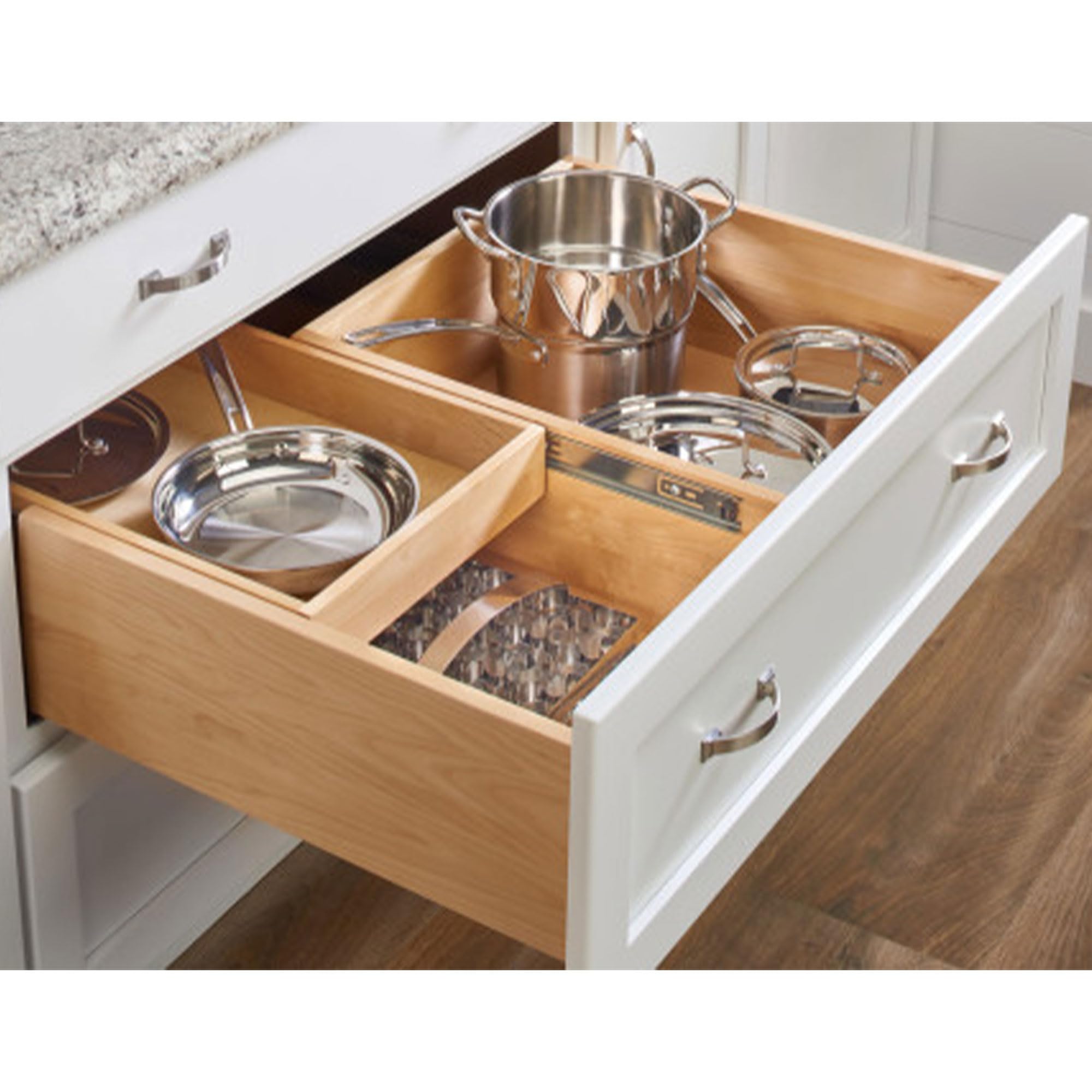 Rev-A-Shelf 4WTCDD-30HSC-1 27-Inch 2-Tier Kitchen Utensil & Cutlery Organizer with Blumotion Soft-Close Slides - Wooden Deep Drawer Pullout Tray for Spoons, Knives & Cooking Tools - Perfect for Kitchen Cabinets & Drawer Organization