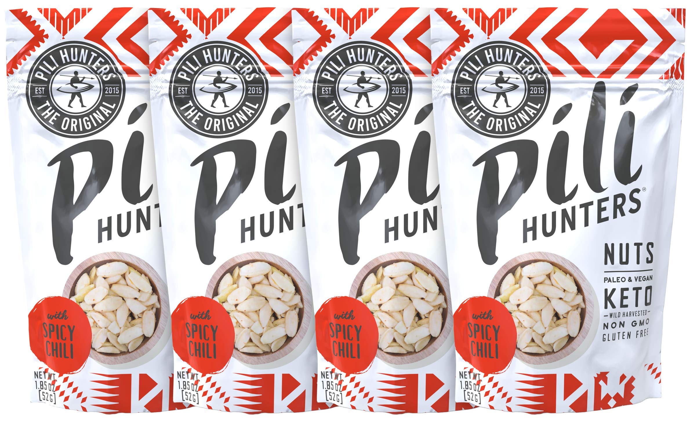 Pili Hunters Spicy Chili Pili Nuts - Keto Friendly, Low Carb, Gluten Free, No Sugar Added Superfood Snacks - Shark Tank Featured - Perfect for On-the-Go Energy & Healthy Lifestyle
