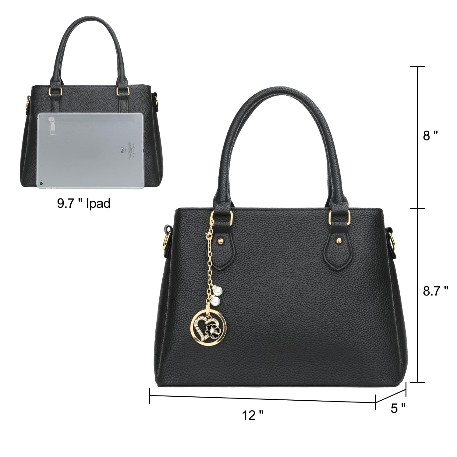 KKXIU Women's Leather Crossbody Bag with Zipper Pockets - Stylish Satchel Shoulder Handbag Purse for Work, Travel & Everyday Use
