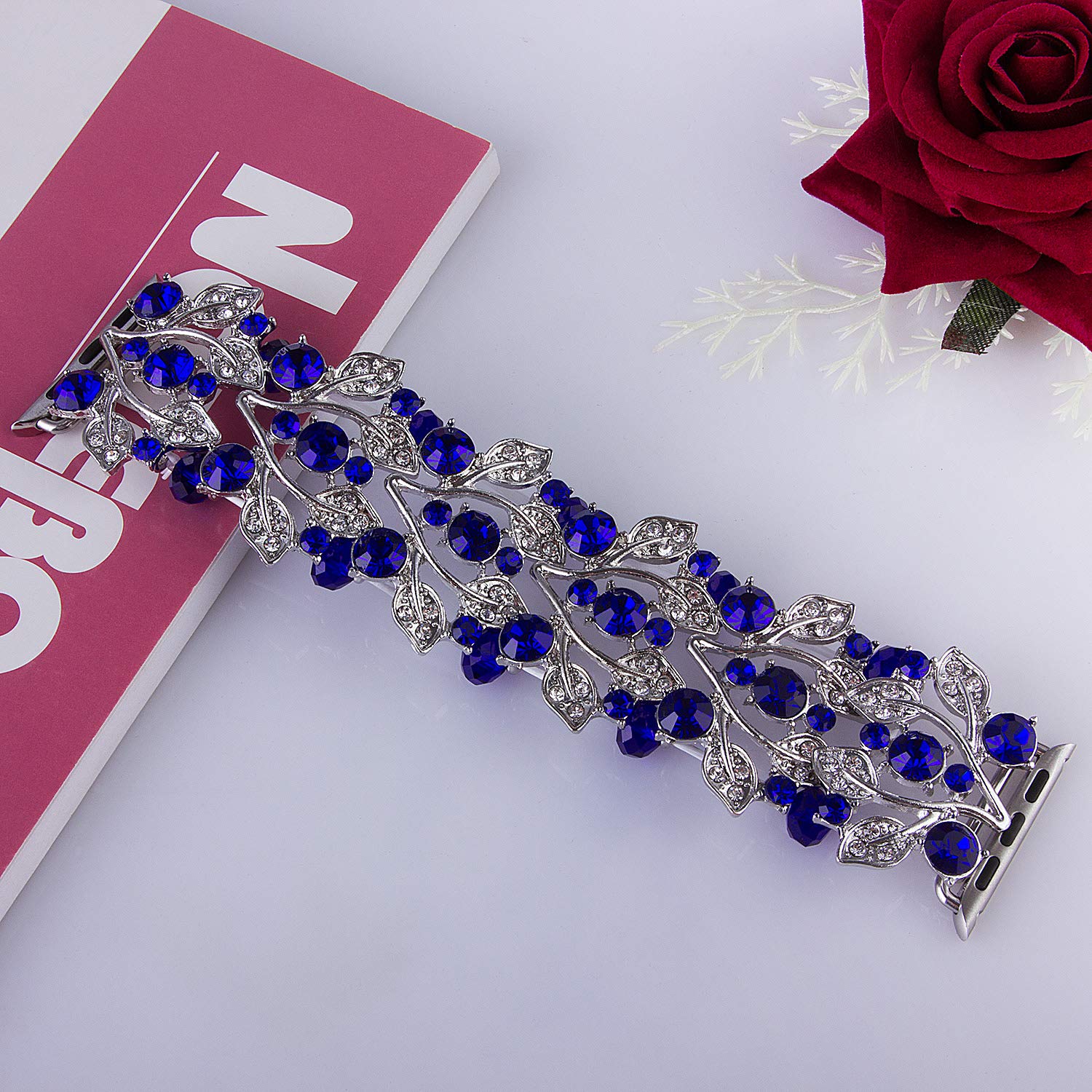 VIQIV Bling Bands Compatible with Apple Watch 38mm 40mm 41mm 42mm 44mm 45mm 49mm - Rhinestone Elastic Jewelry Bracelet Strap for Women - Perfect for Parties, Weddings, and Special Occasions