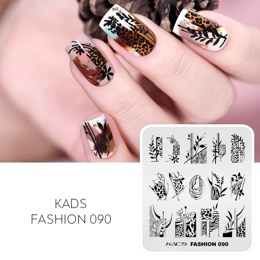 KADS Nail Stamping Plate - Fashion 090 Nail Art Design Template for DIY Manicure | Professional Nail Stamping Kit for Salon & Home Use | Perfect for Parties, Weddings & Special Occasions