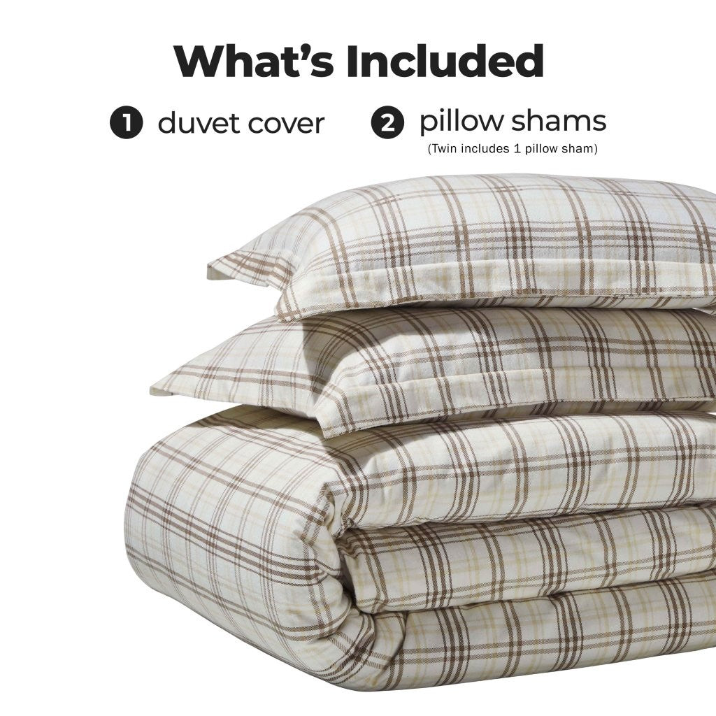 Soft Plaid Flannel Cotton Duvet Cover Set - Classic Farmhouse Style for Cozy Bedroom Decor | Perfect for Winter, Guest Rooms & Rustic Home Styling