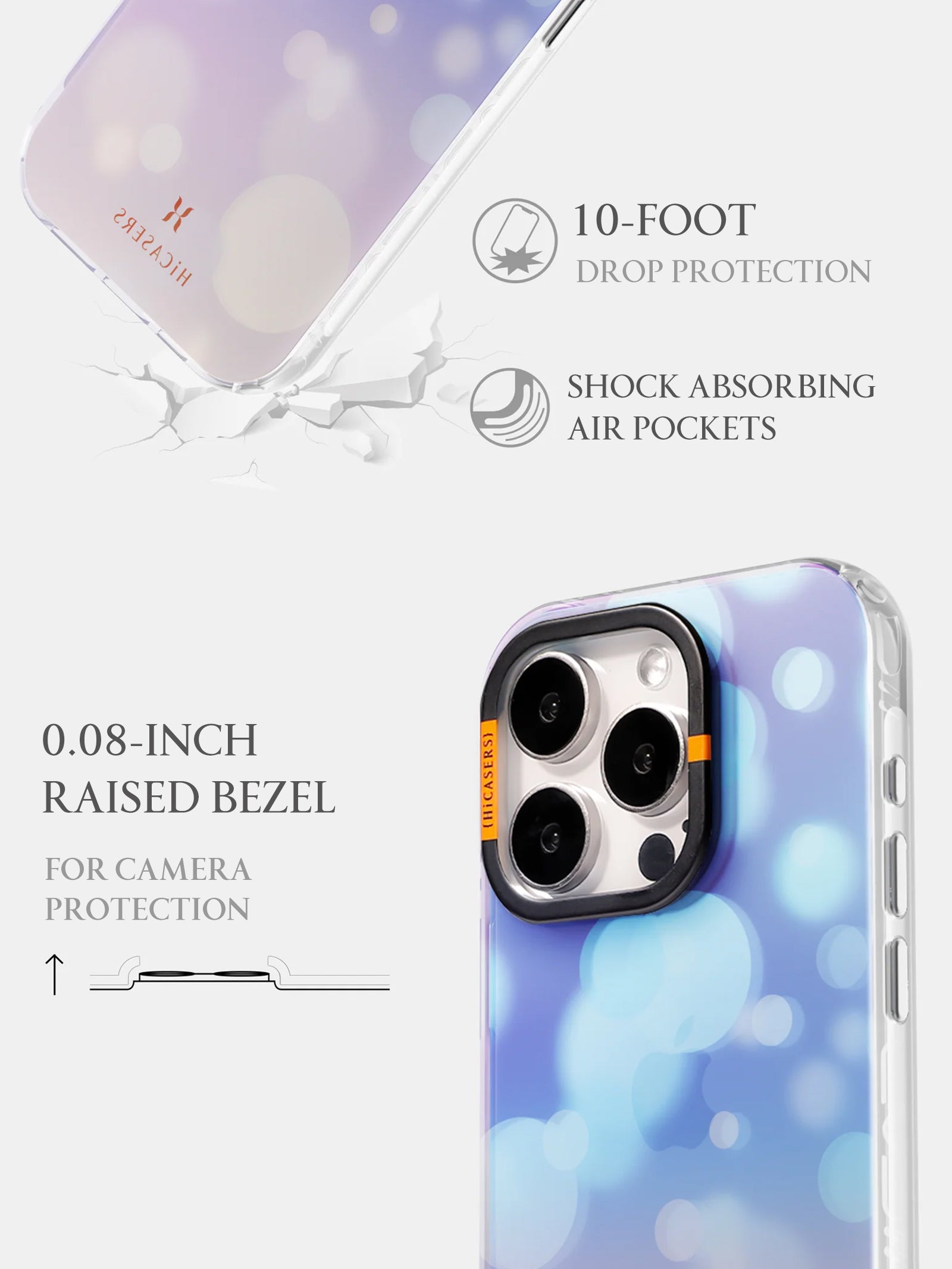 Bokeh Effect Iridescent Phone Case - Blue | Shatterproof Protective Cover for iPhone & Samsung | Perfect for Photography Enthusiasts & Everyday Use