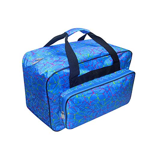 TLBTEK Universal Blue Canvas Sewing Machine Carrying Case - Padded Portable Tote Bag with Storage Pockets & Dust Cover | Perfect for Home, Studio & Travel Sewing Projects