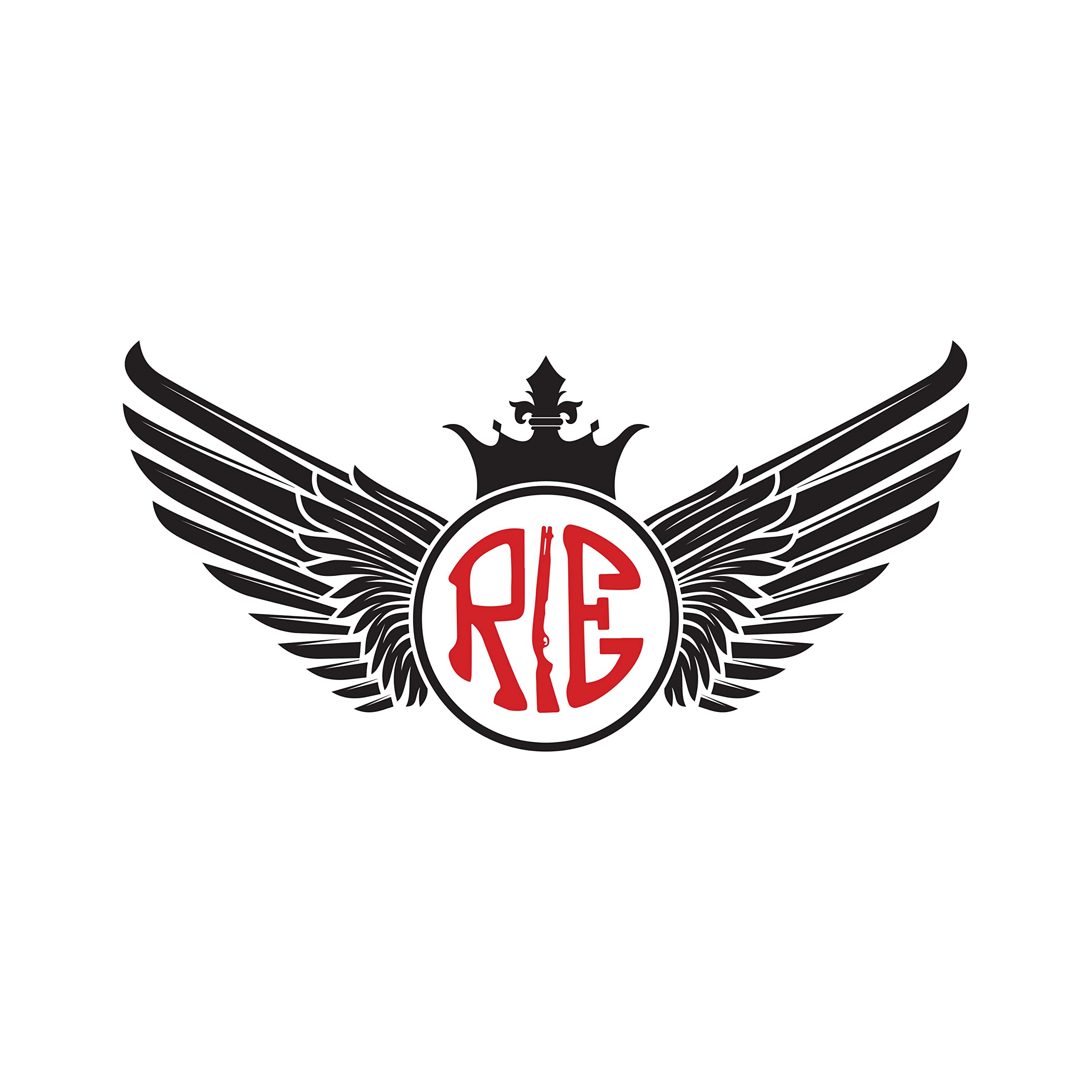 ISEE 360® RE Wings Bullet Vinyl Waterproof Stickers for Royal Enfield Motorcycle - Compatible with Gas Tank, Battery Cover & Helmet - 11 x 5.5 cm (Black & Red) - Durable Decals for Bike Customization & Personalization