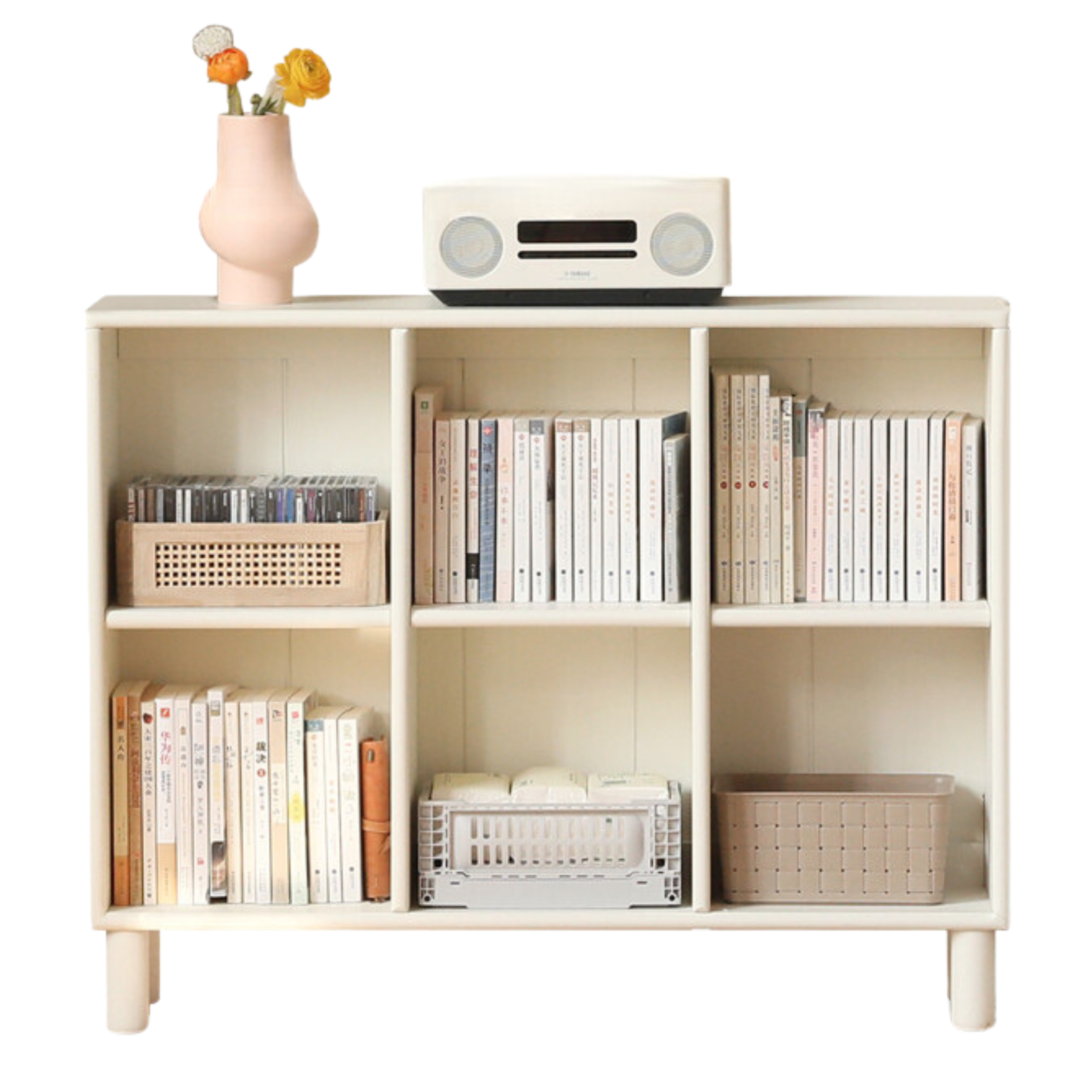 40.9x11x32.3 inch / 104x28x82сm / Warm White / bookshelf 3 x 2 compartments