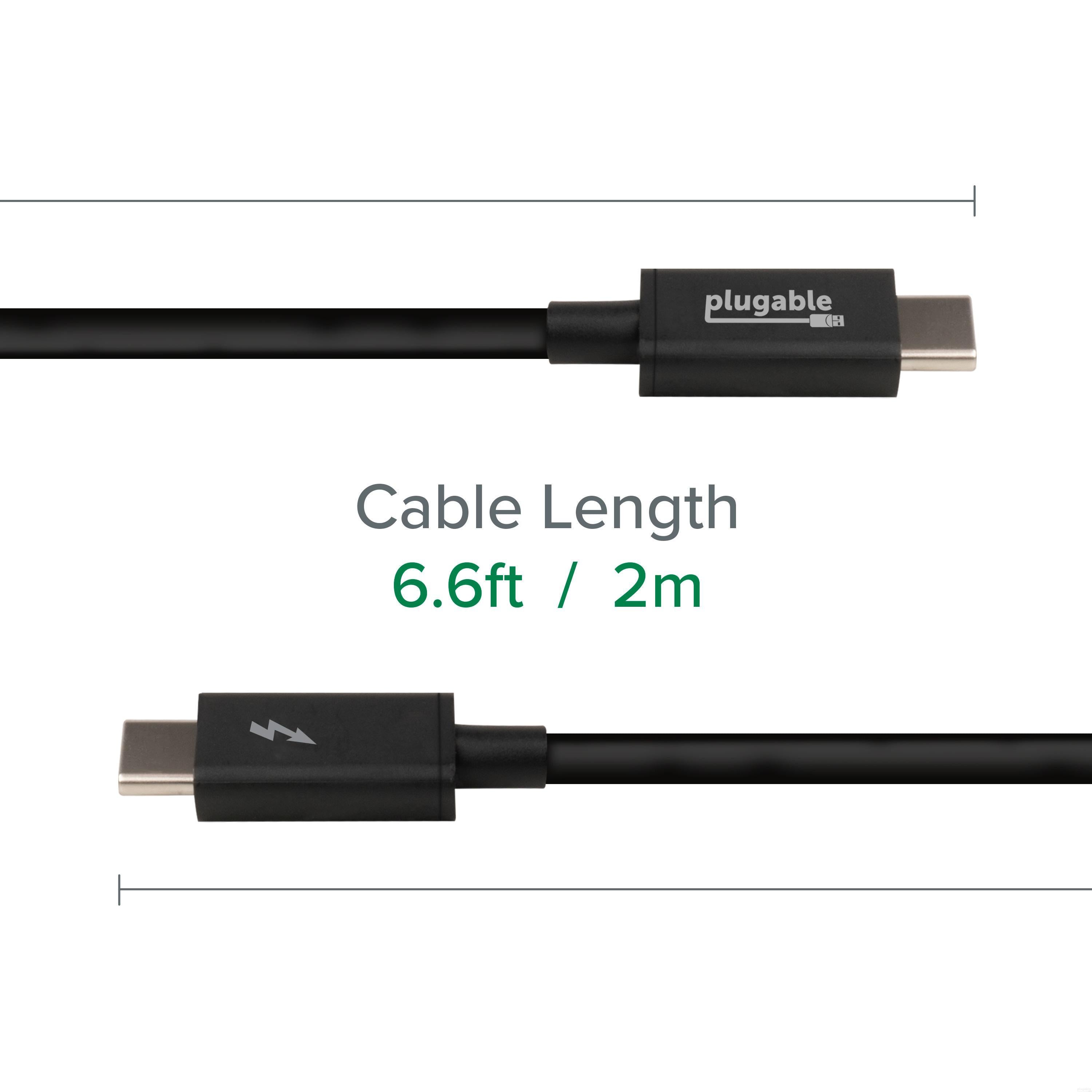 Plugable Thunderbolt 3 Cable 6.6ft (2m) - 20Gbps High-Speed Data Transfer & Charging Cable for MacBook Pro, Dell XPS, and More - Perfect for Video Editing, Gaming & Fast Charging