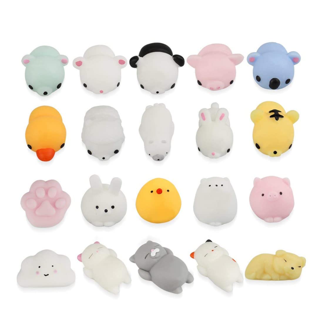 20 Pack Cute Cartoon Animal Stress Relief Toys - Slow Rising Squishy Toys for Kids & Adults - Fun Sensory Fidget Toys for Anxiety Relief, Office Desk Decor, Party Favors and Gifts (Assorted Animals)