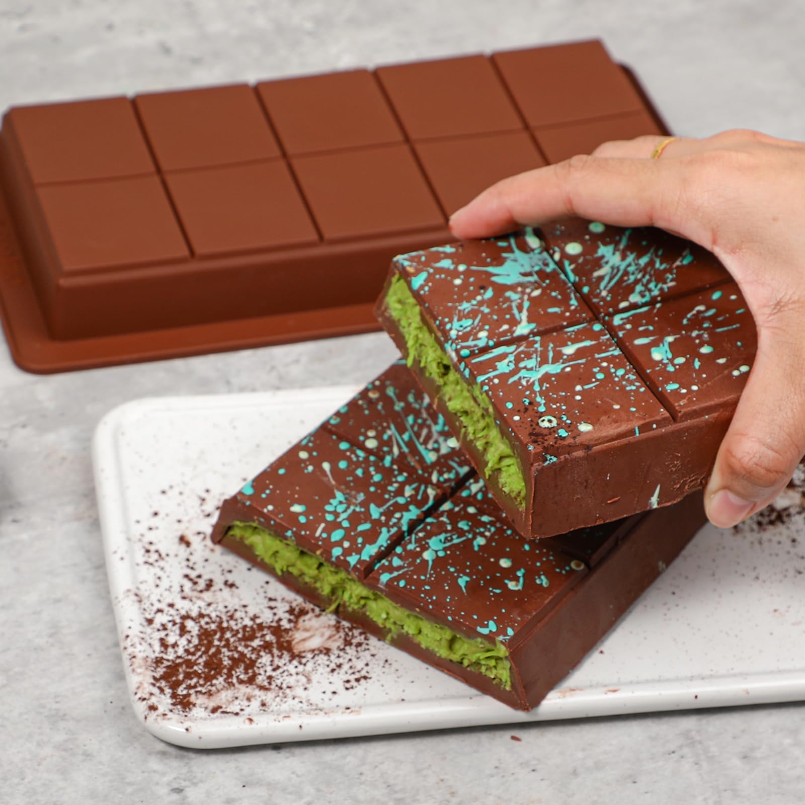Webake 2-Pack Deep Chocolate Bar Molds - 1 Inch Thick Large Silicone Molds for Stuffed Chocolate Bars, Candy Making & Knafeh Pistachio Filling - Perfect for Homemade Treats, Baking & Gift Giving