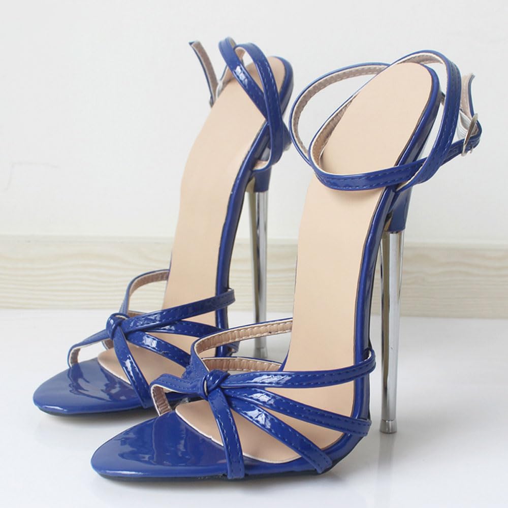 18cm High Heels Women's Patent Leather Sandals - Elegant Stage Performance Shoes for Dance, Party & Special Occasions