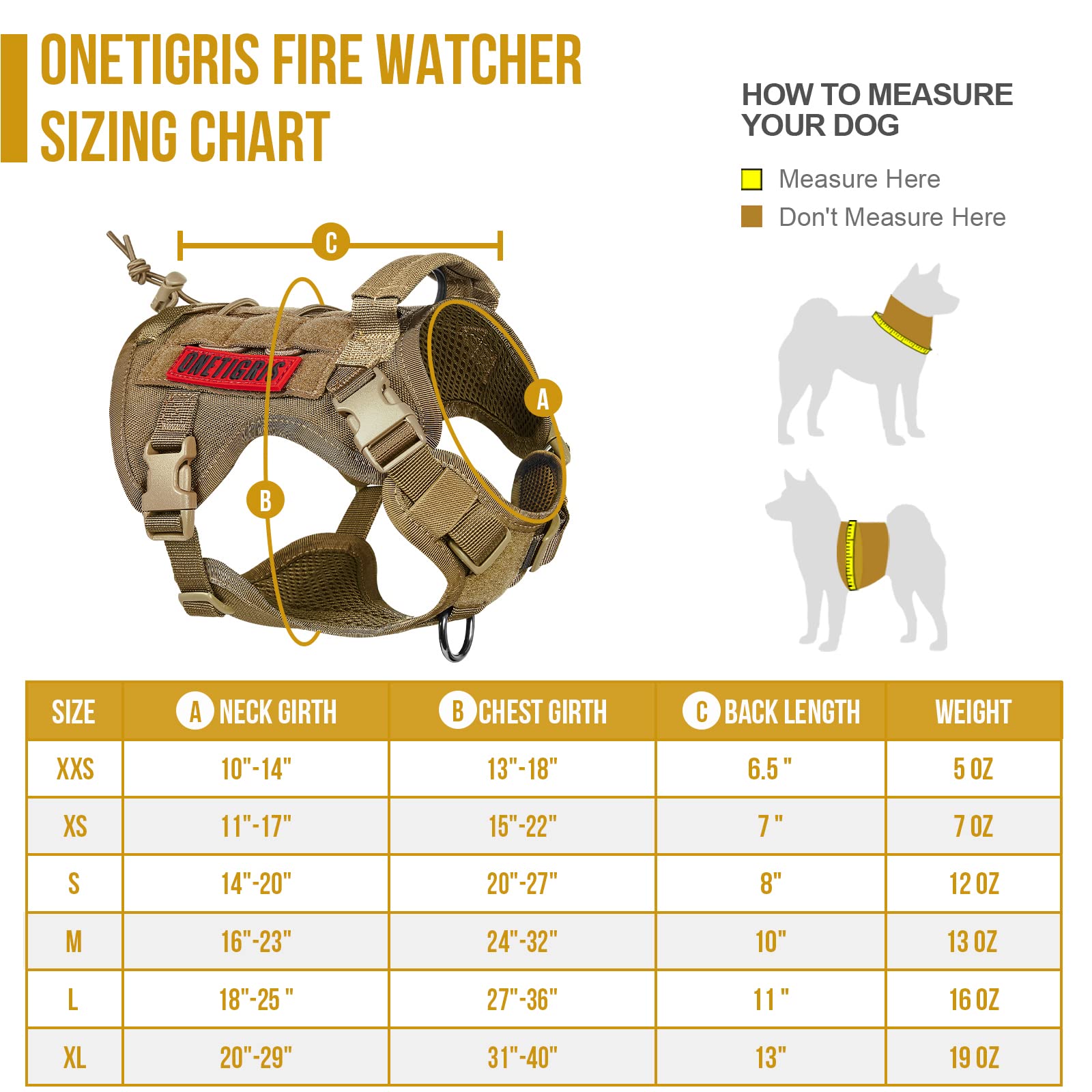 OneTigris Tactical Dog Harness Vest - No-Pull Service Dog Vest with Hook & Loop Panels, Adjustable Pet Harness for Walking, Hiking & Training - Coyote Brown, XS - Perfect for Outdoor Adventures & Service Dogs