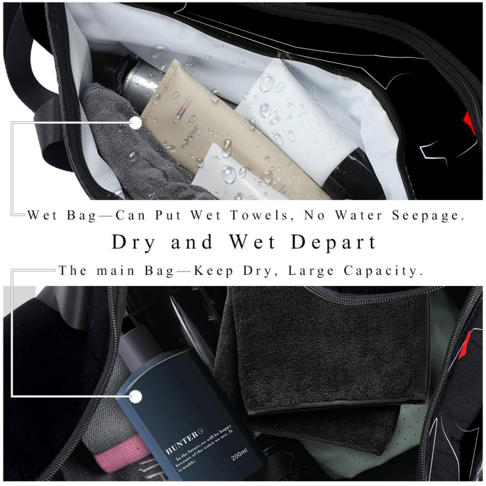Premium Sport Duffel Bag - Large Gym Bag for Men & Women - Waterproof Travel Duffel with Shoe Compartment - Perfect for Workout, Gym, Travel & Weekend Getaways (Black)
