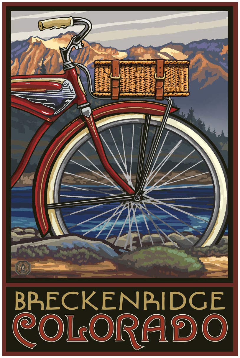 Breckenridge Colorado Fat Tire Bike Giclee Art Print Poster 30x45 - Mountain Biking Wall Decor by Artist Paul A. Lanquist - Perfect for Home Office, Living Room & Cabin Decor