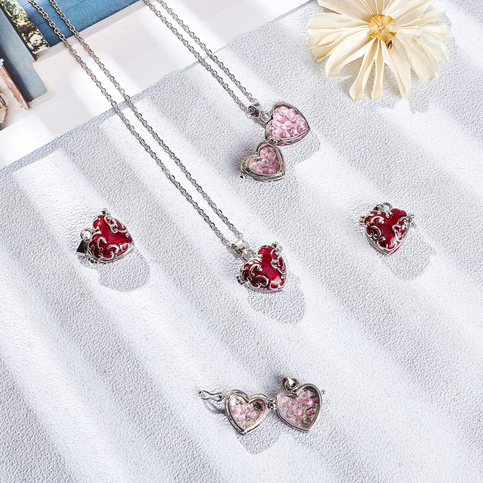 10pcs Heart-Shaped Brass Enamel Prayer Box Pendants - DIY Jewelry Charms for Necklace Making - Perfect for Crafting, Gifts, and Spiritual Keepsakes