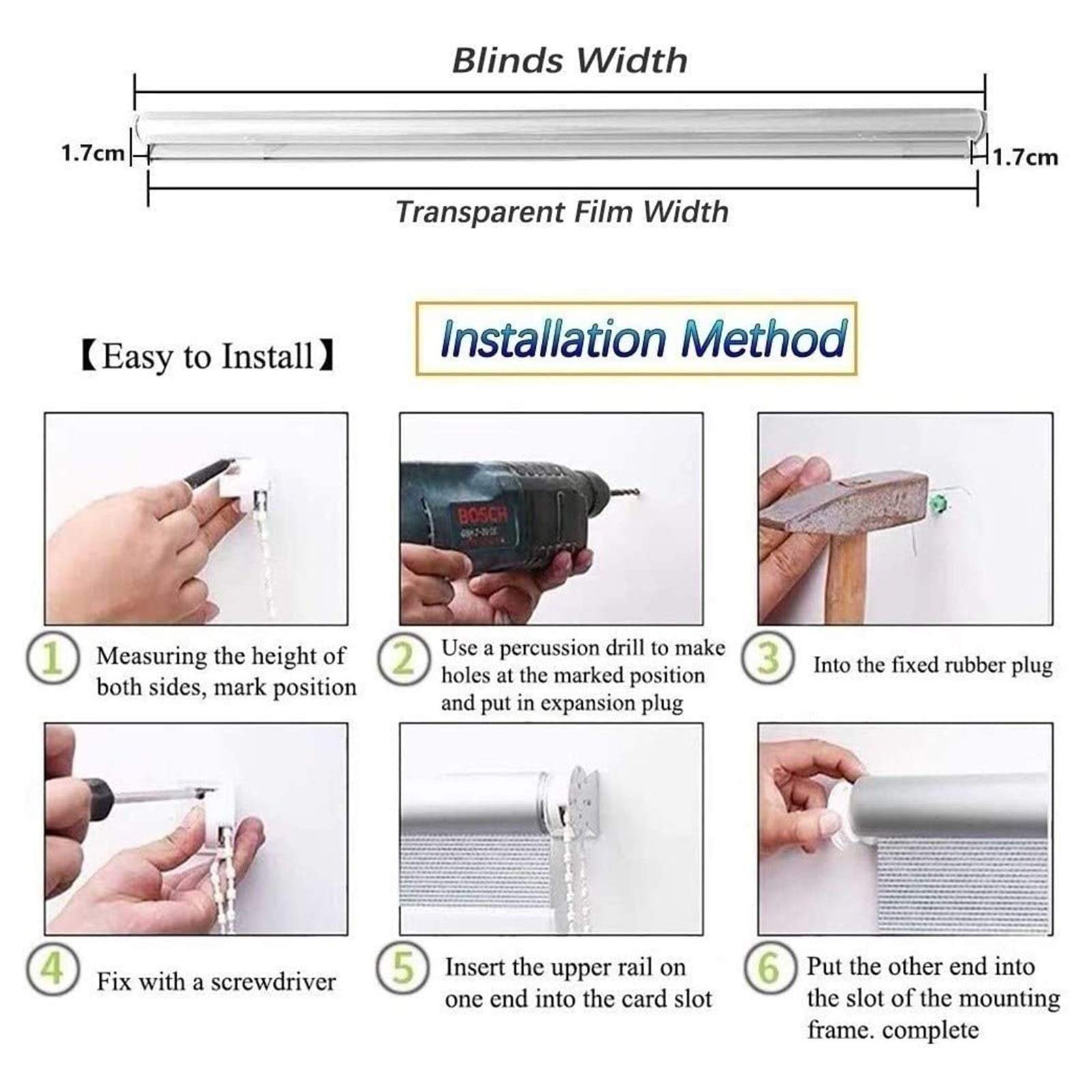 GDMING Clear Waterproof Window Shade - 0.5mm Thick Roller Blinds for Indoor/Outdoor Use - Rainproof & Windproof Pergola Patio Cover - Customizable Size (1.5x2.5m) - Perfect for Sunrooms, Balconies, Greenhouses & Storm Protection