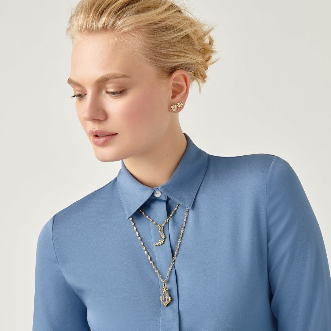 Temple St. Clair Crescent Moon Pendant Necklace - 18K Gold Plated Elegant Jewelry for Women - Perfect Gift for Birthday, Anniversary & Special Occasions